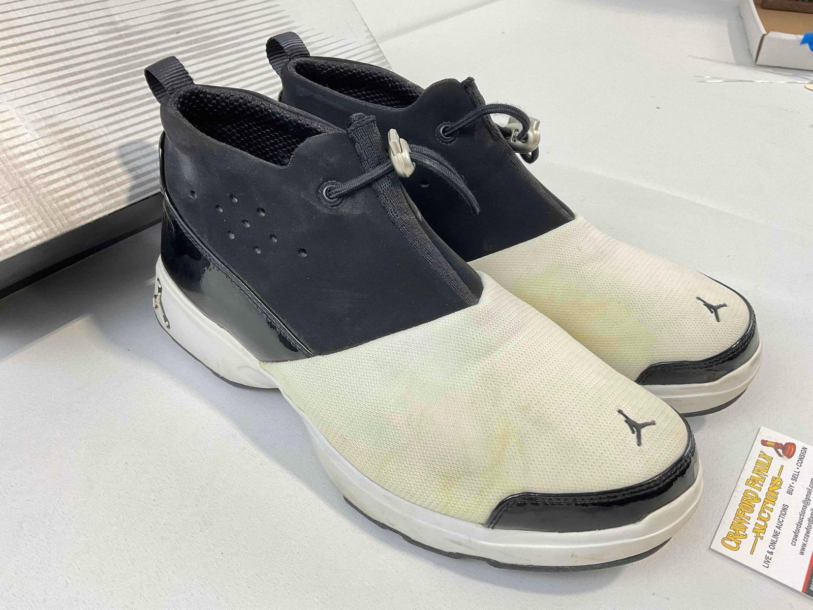 Pair of Men's US 11 Air Jordan Roy Jones Jr. Black & White Bolo Trainer Slip On Shoes w/ Box. - 3