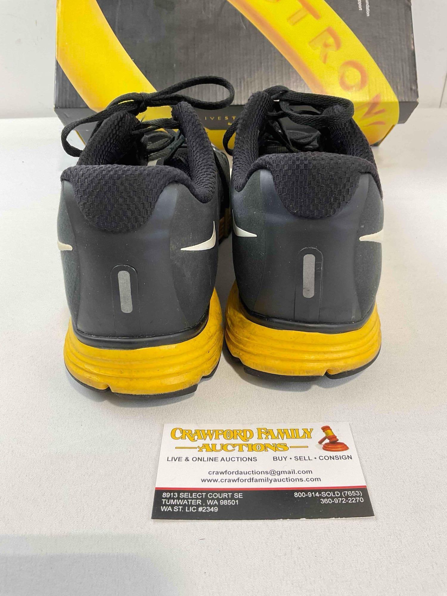 Pair of NIKE US Men's 11 Lunarlite+ 2 LAF Livestrong Black & Yellow Running Shoes w/ Box. - 5