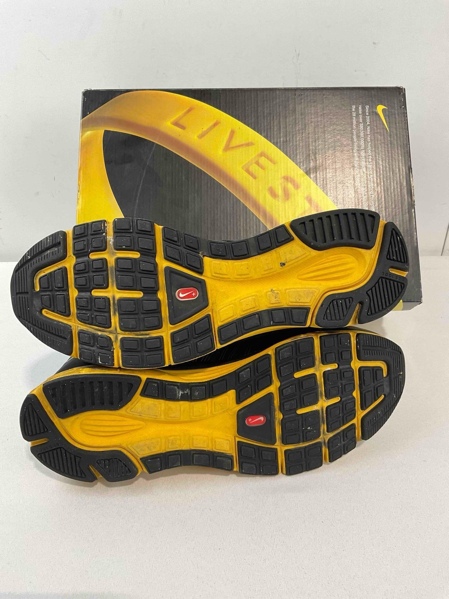 Pair of NIKE US Men's 11 Lunarlite+ 2 LAF Livestrong Black & Yellow Running Shoes w/ Box. - 6