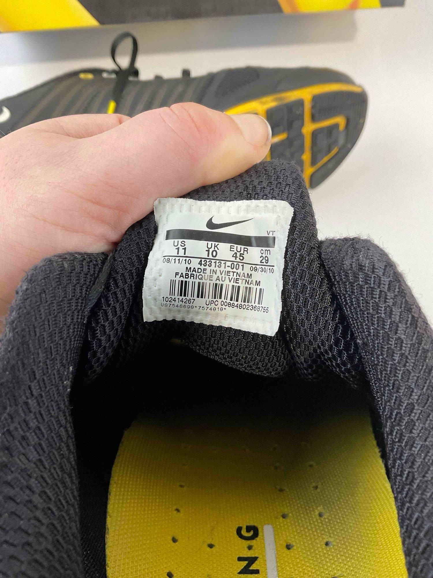 Pair of NIKE US Men's 11 Lunarlite+ 2 LAF Livestrong Black & Yellow Running Shoes w/ Box. - 7