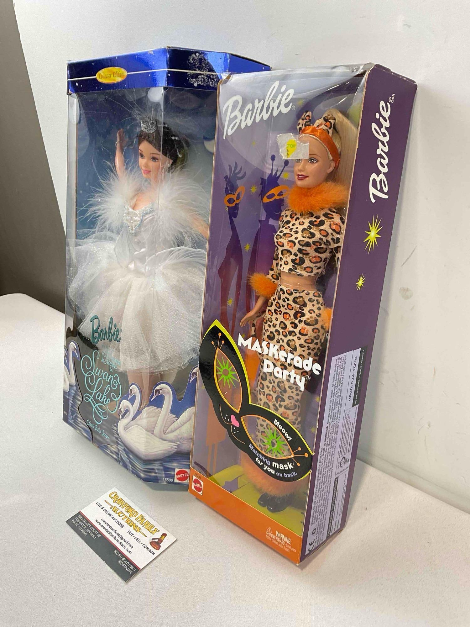2 pcs Barbie Collectible Dolls in Original Boxes, 1997 Swan Lake & 2002 Maskerade Party. See pics. - 2