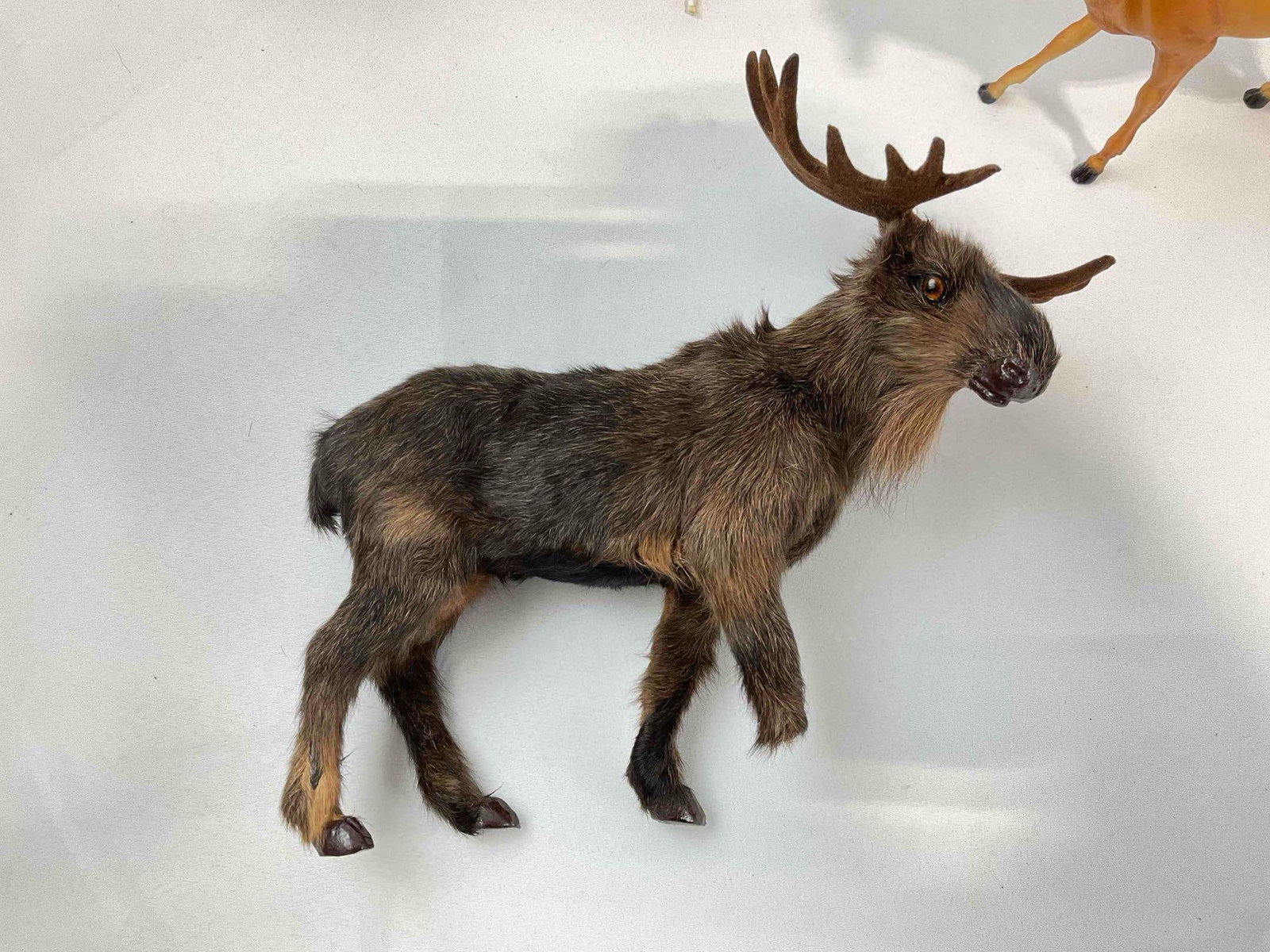 7 pcs Animal Figurines, incl. 2x Barbie Plastic Horse Dolls, Moose & Goat Dolls w/ Rabbit Fur. - 6