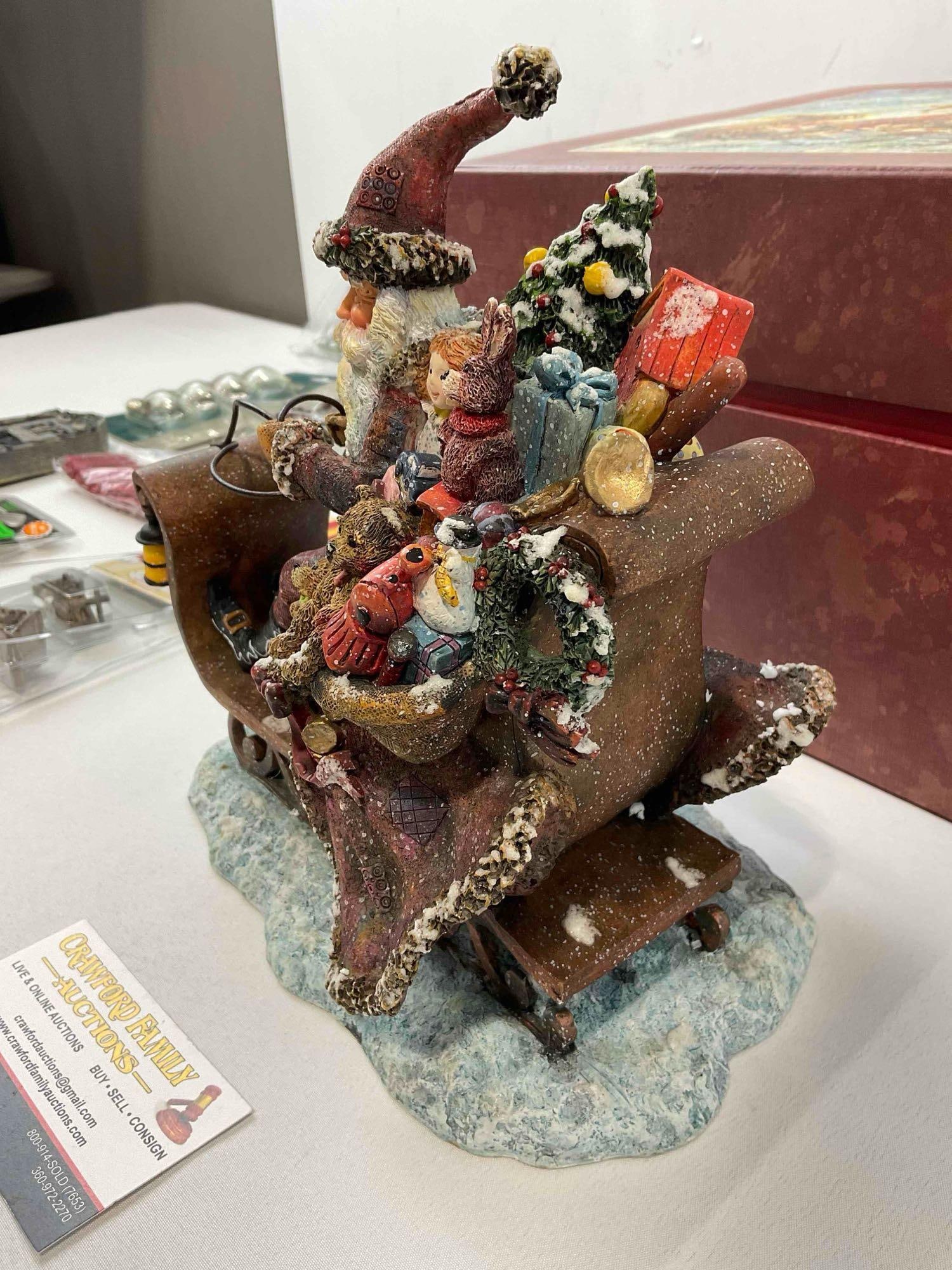 Vintage First Ed. Sherwood's Resin Santa Statuette 771227 Magical Sleigh Ride & More! See pics. - 2
