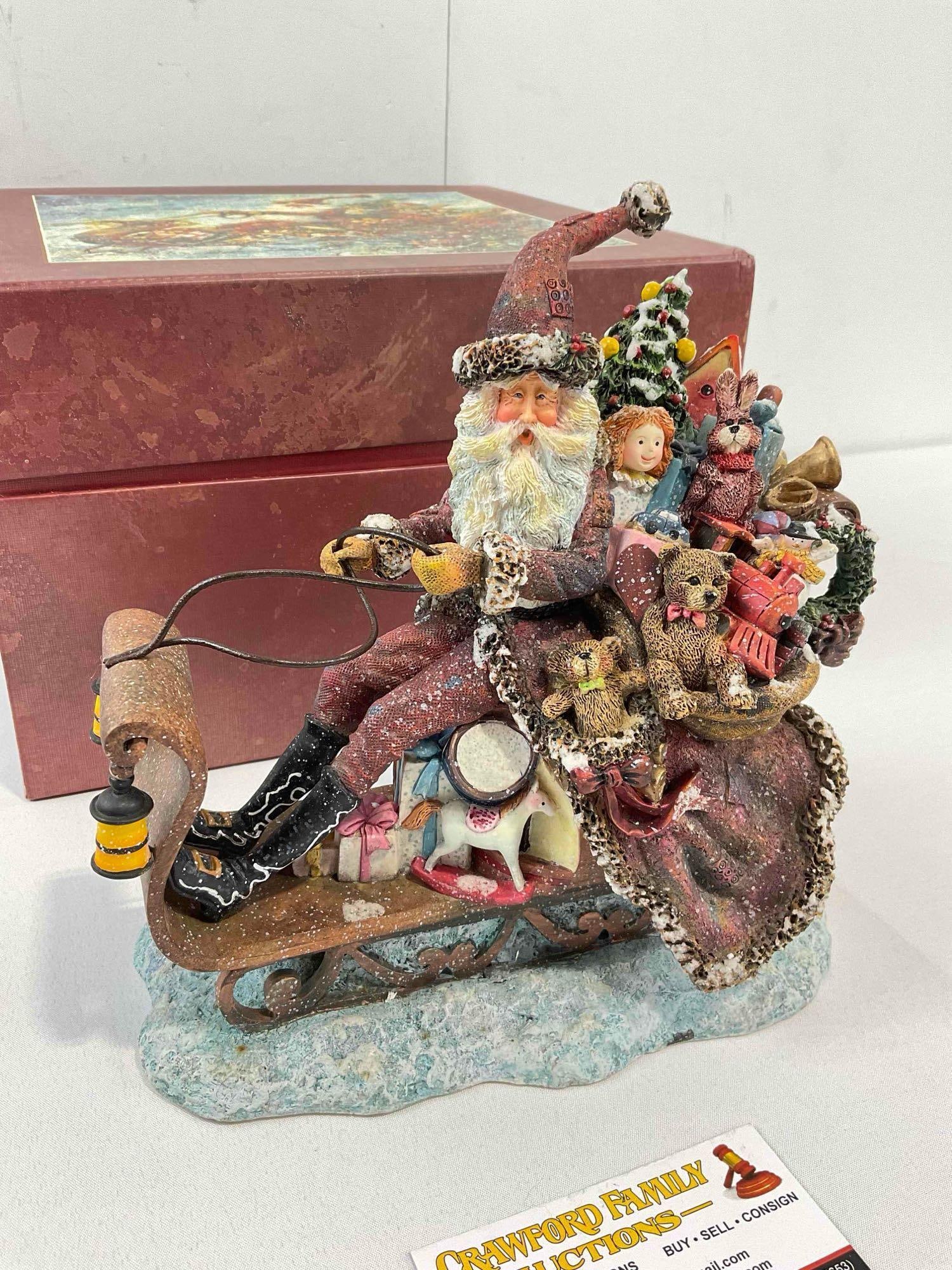 Vintage First Ed. Sherwood's Resin Santa Statuette 771227 Magical Sleigh Ride & More! See pics. - 3