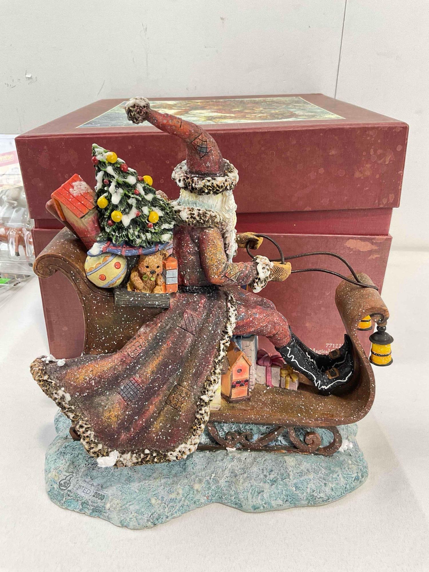 Vintage First Ed. Sherwood's Resin Santa Statuette 771227 Magical Sleigh Ride & More! See pics. - 5