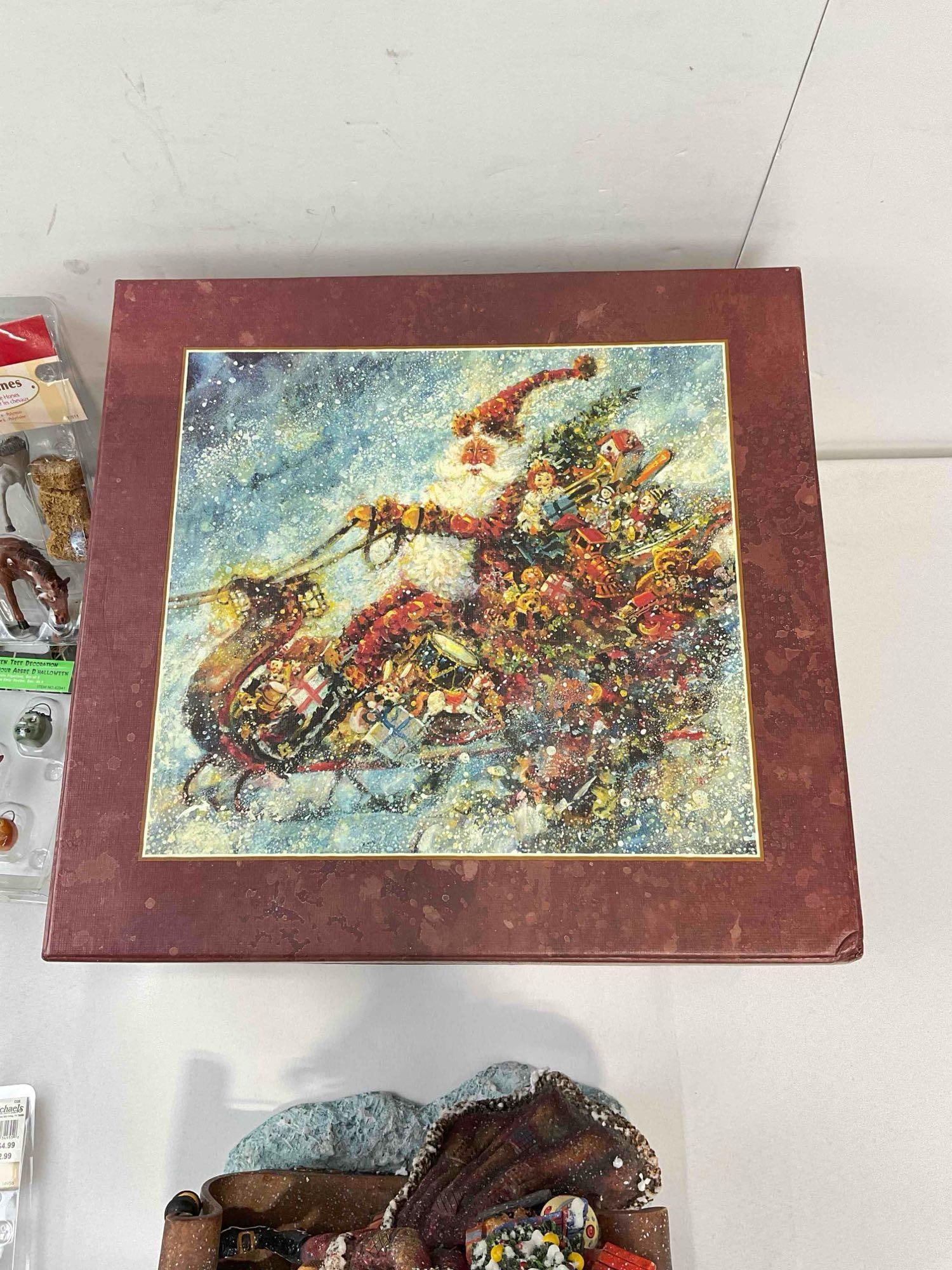 Vintage First Ed. Sherwood's Resin Santa Statuette 771227 Magical Sleigh Ride & More! See pics. - 7
