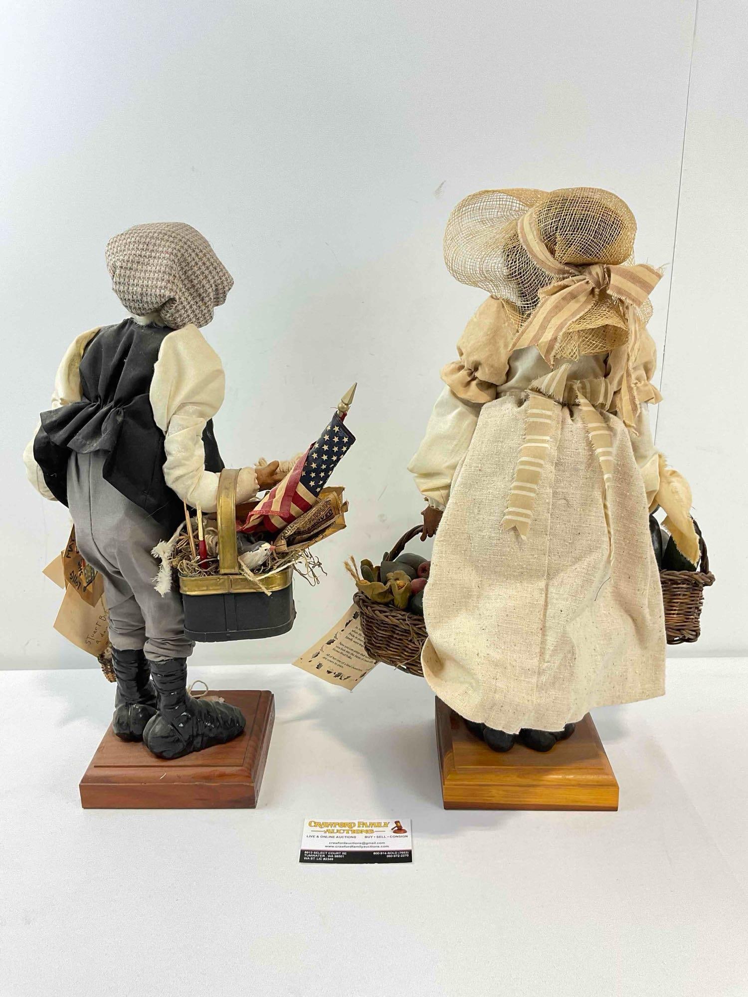 2 pcs "Home-Bred Folk" Hand Sculpted Cloth & Clay Dolls Signed by Artist Linda Gill. See pics. - 8