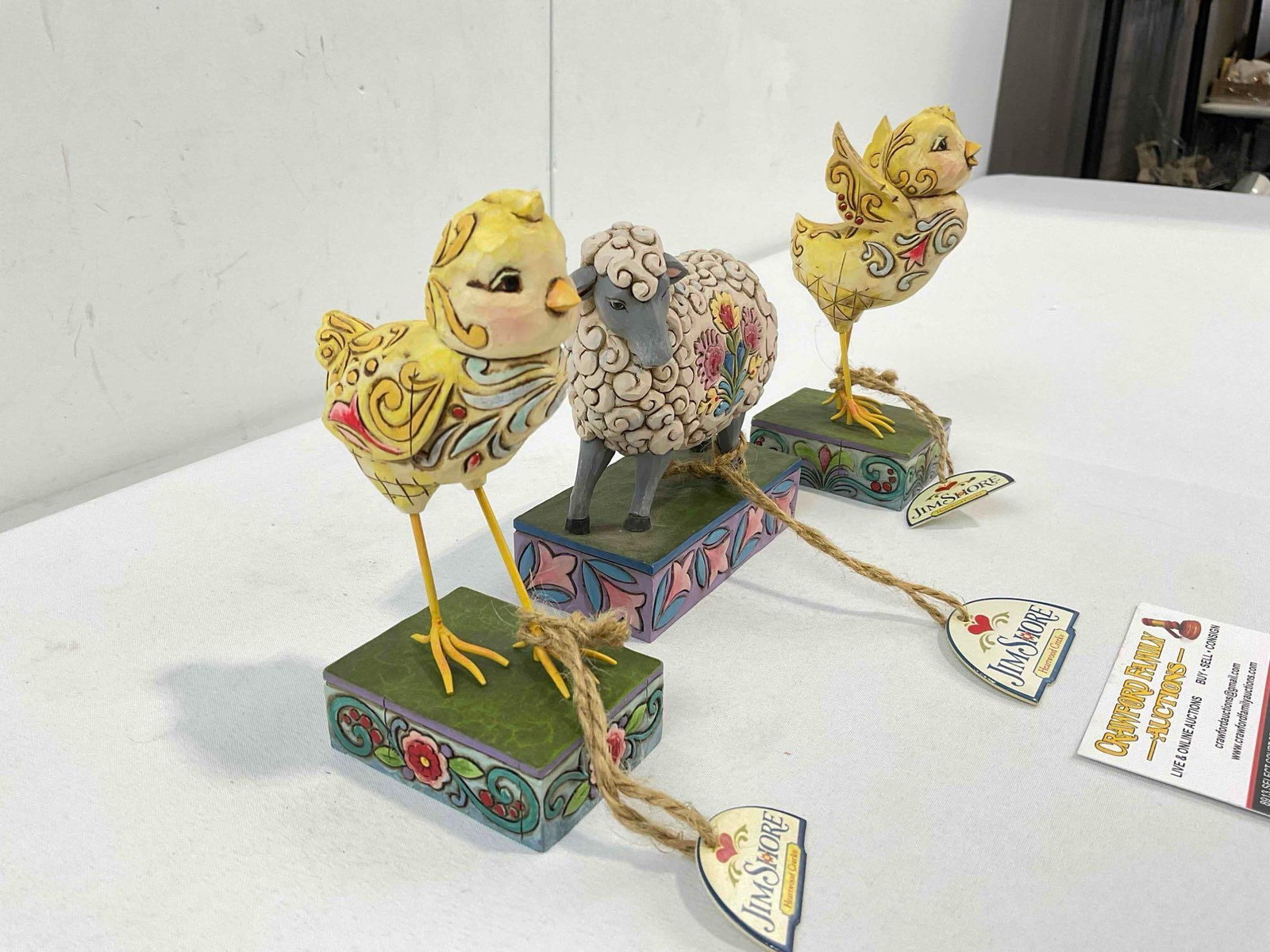 3 pcs Jim Shore Resin Figurines, incl. 4009525 Spring Chicks & 4039494 Gentle as a Lamb. - 2