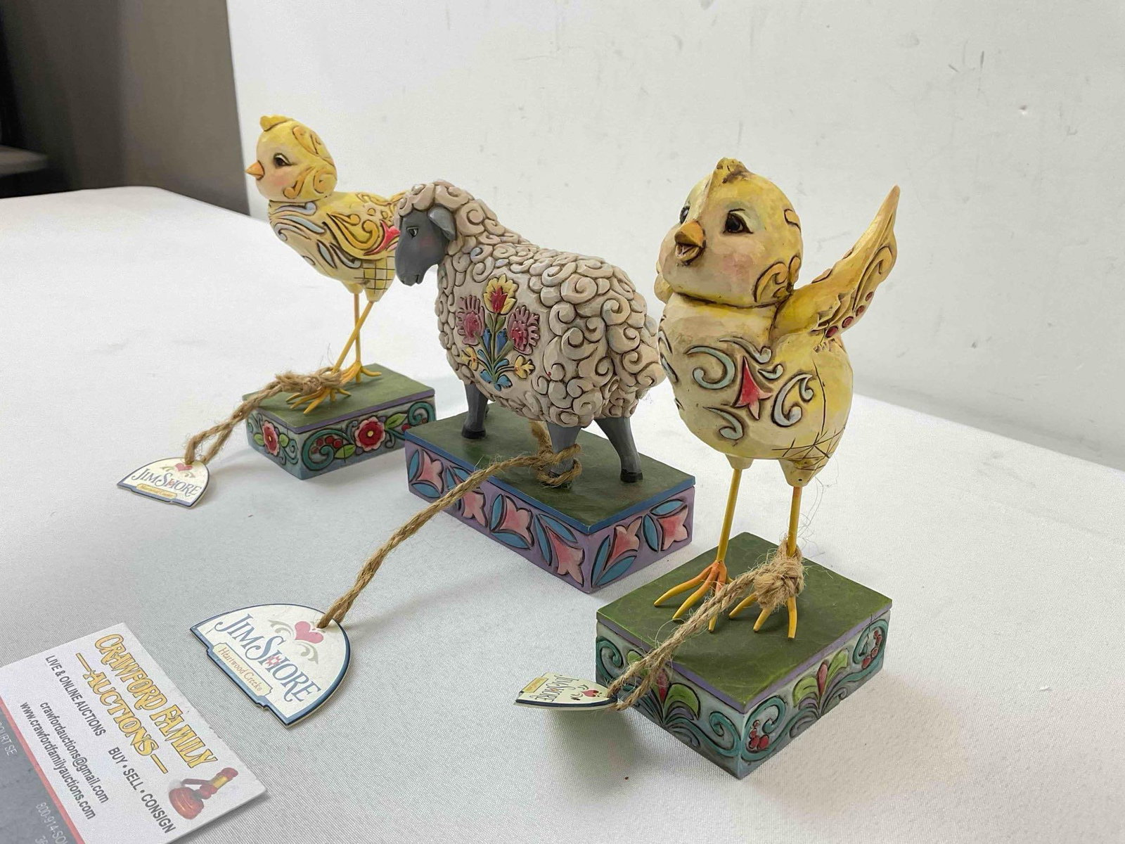 3 pcs Jim Shore Resin Figurines, incl. 4009525 Spring Chicks & 4039494 Gentle as a Lamb. - 3