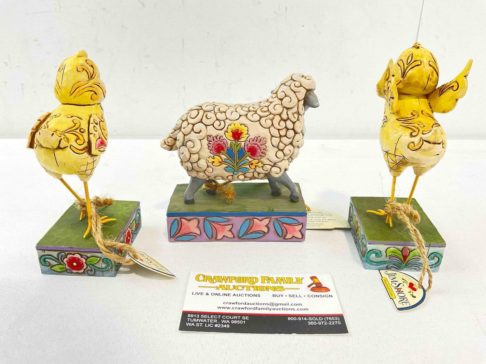 3 pcs Jim Shore Resin Figurines, incl. 4009525 Spring Chicks & 4039494 Gentle as a Lamb. - 5