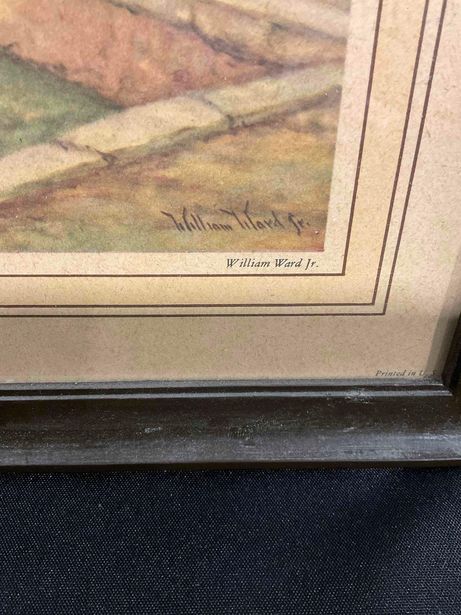 2 pcs Vintage Framed Art Prints, incl. Returning Fishermen by William Ward Jr & More. See pics. - 3