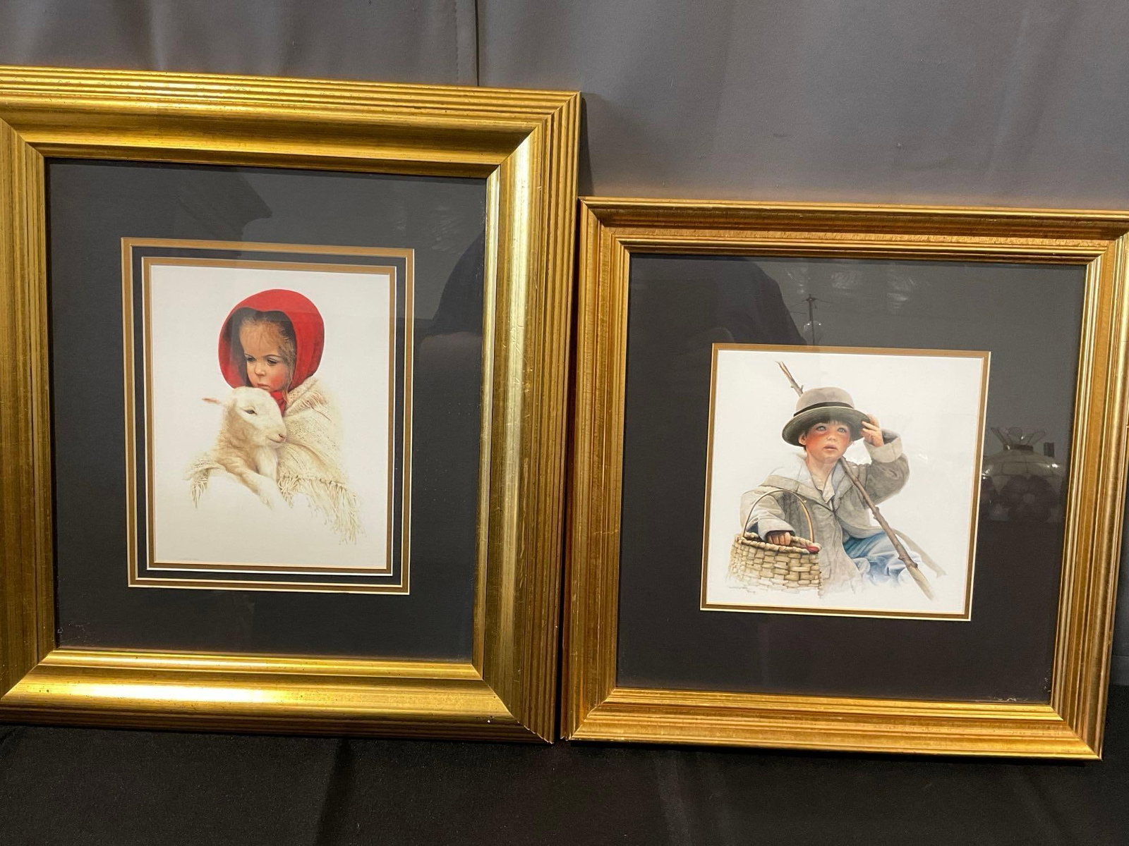 Pair of Mitchell D. Tolle Studio Prints, Grace & the Lamb, Fishes & Loaves, 21x19 inches: Appears to be in good shape. The piece measures approx 21h x 19w x 4d inches. See pics. E-6080