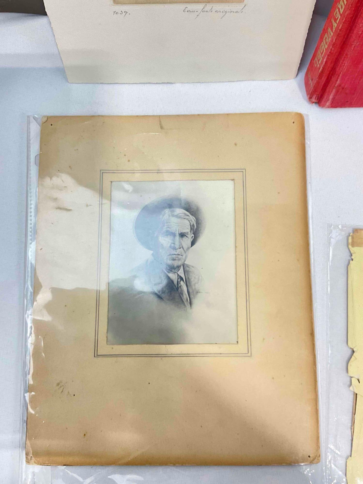 7 pcs Vintage Art & Ephemera Collection, incl. Unframed Original Etching of A.E.M. Gretry & More! - 5