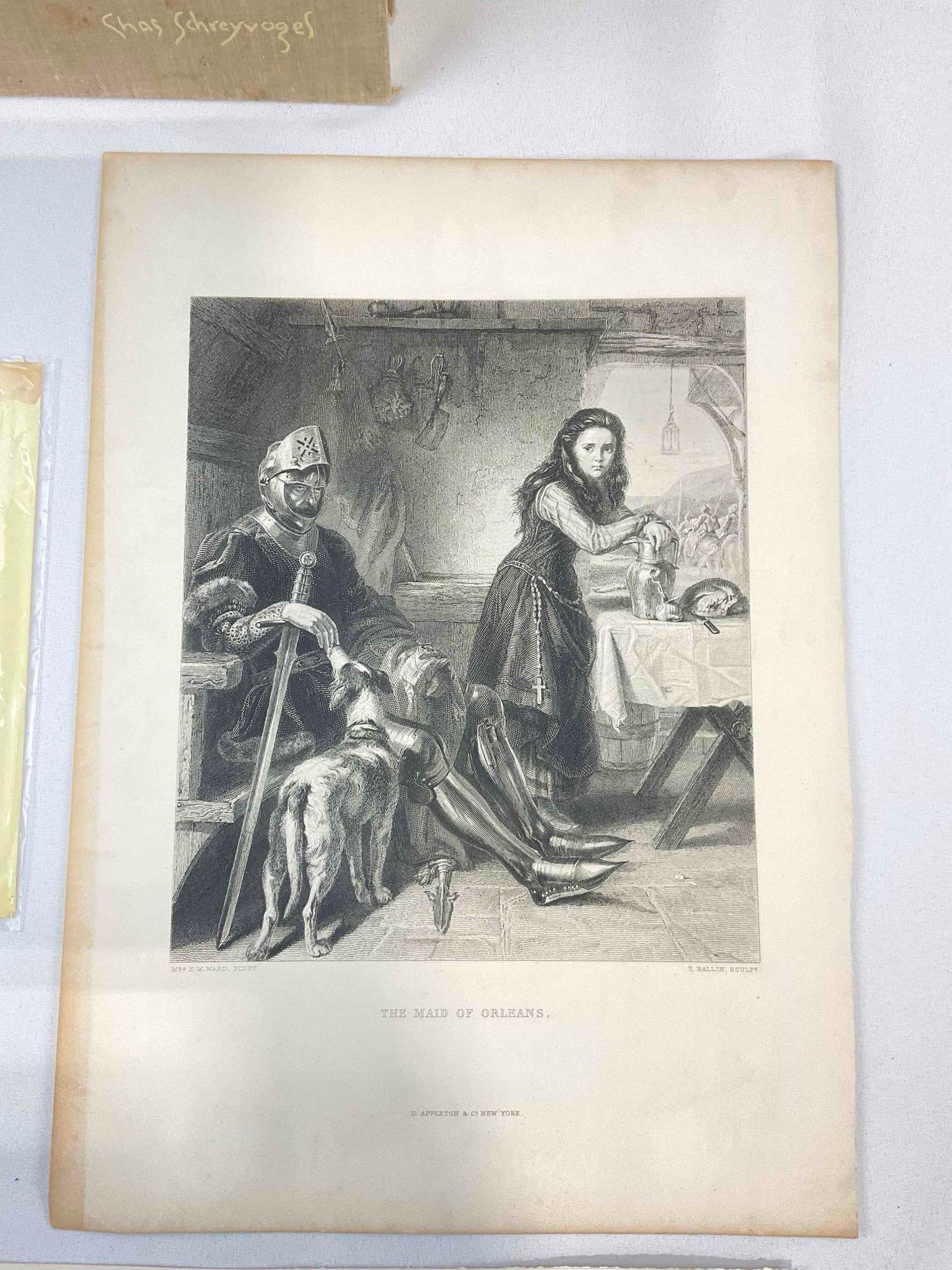 7 pcs Vintage Art & Ephemera Collection, incl. Unframed Original Etching of A.E.M. Gretry & More! - 7