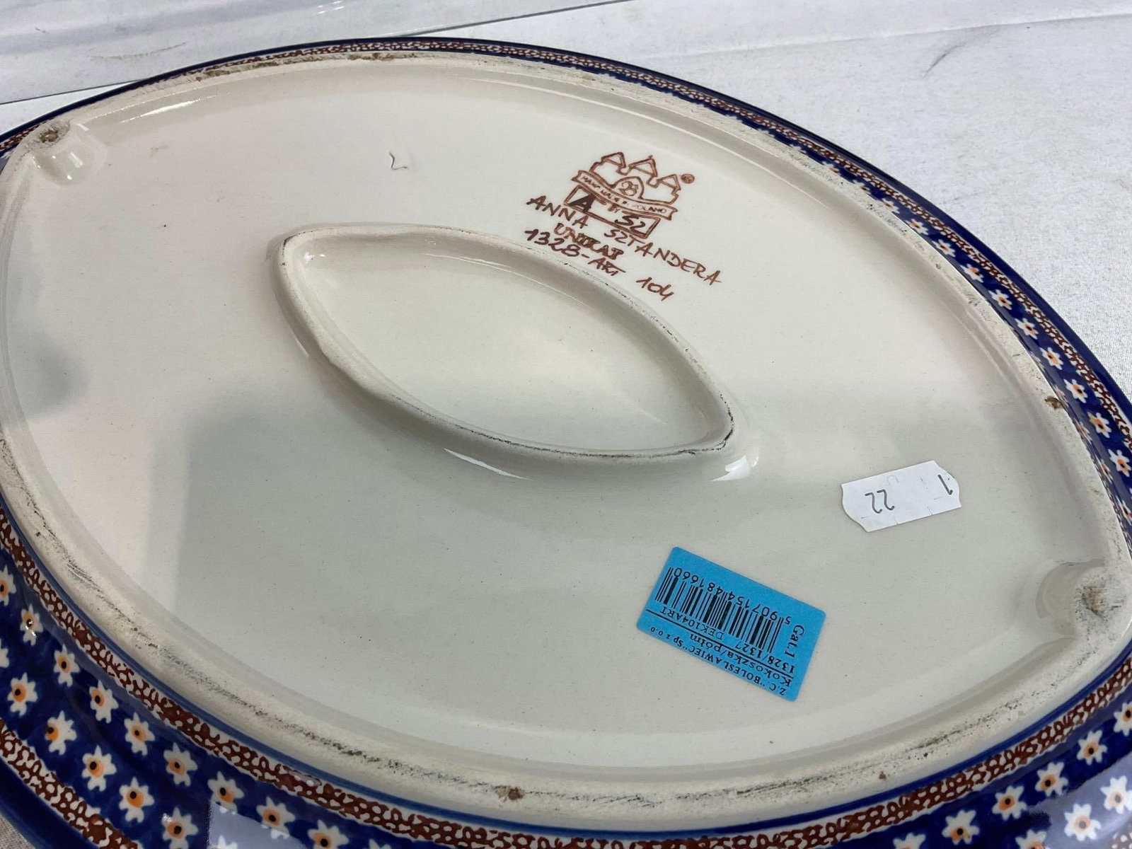 Polish Unikat Pottery Chicken Shaped Lidded Platter, 11x16x11 inches - 5
