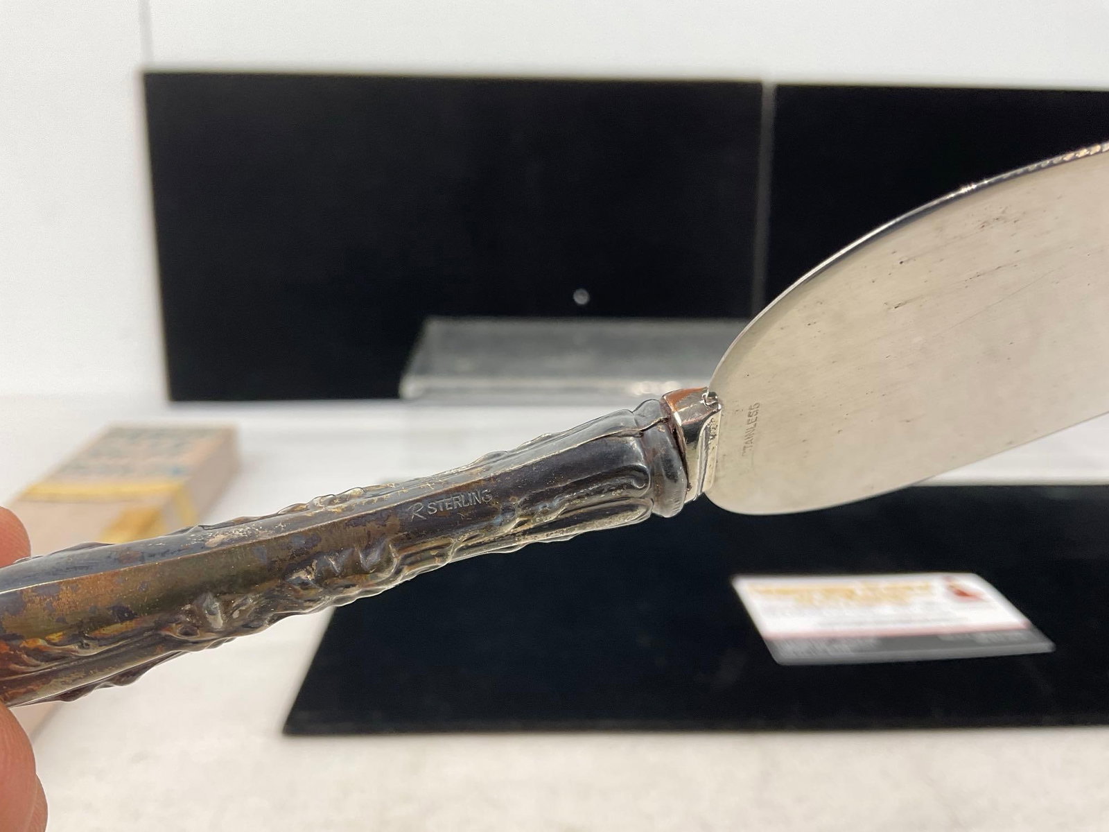 Antique Cake Knife w/Sterling Silver Handle, Stainless steel Blade, 59.3 grams in ttw - 4