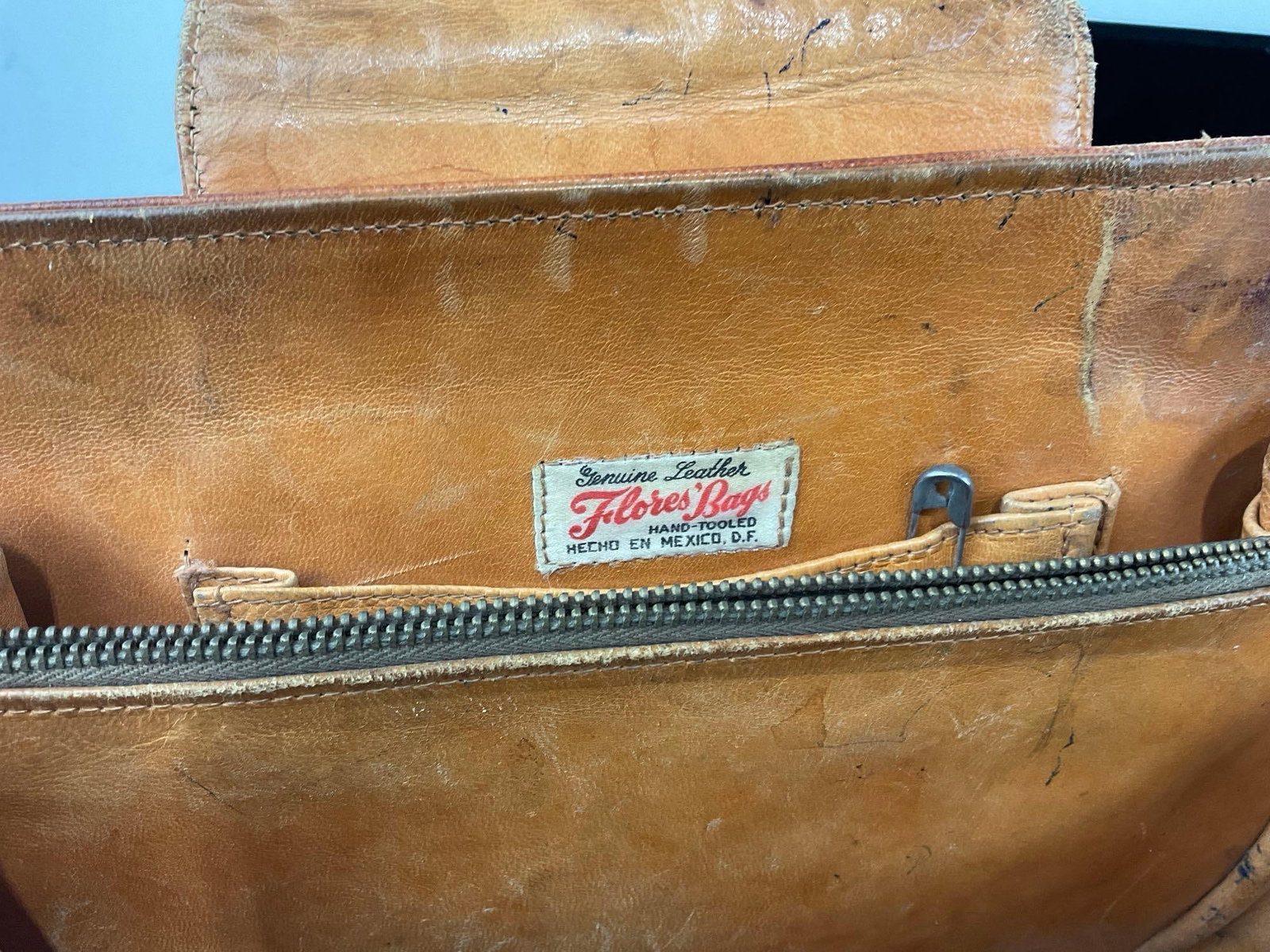 Mexican Hand Tooled Genuine Leather Flores Bags, & Art Deco Travel Vanity Set, Comb, Mirror & more - 5