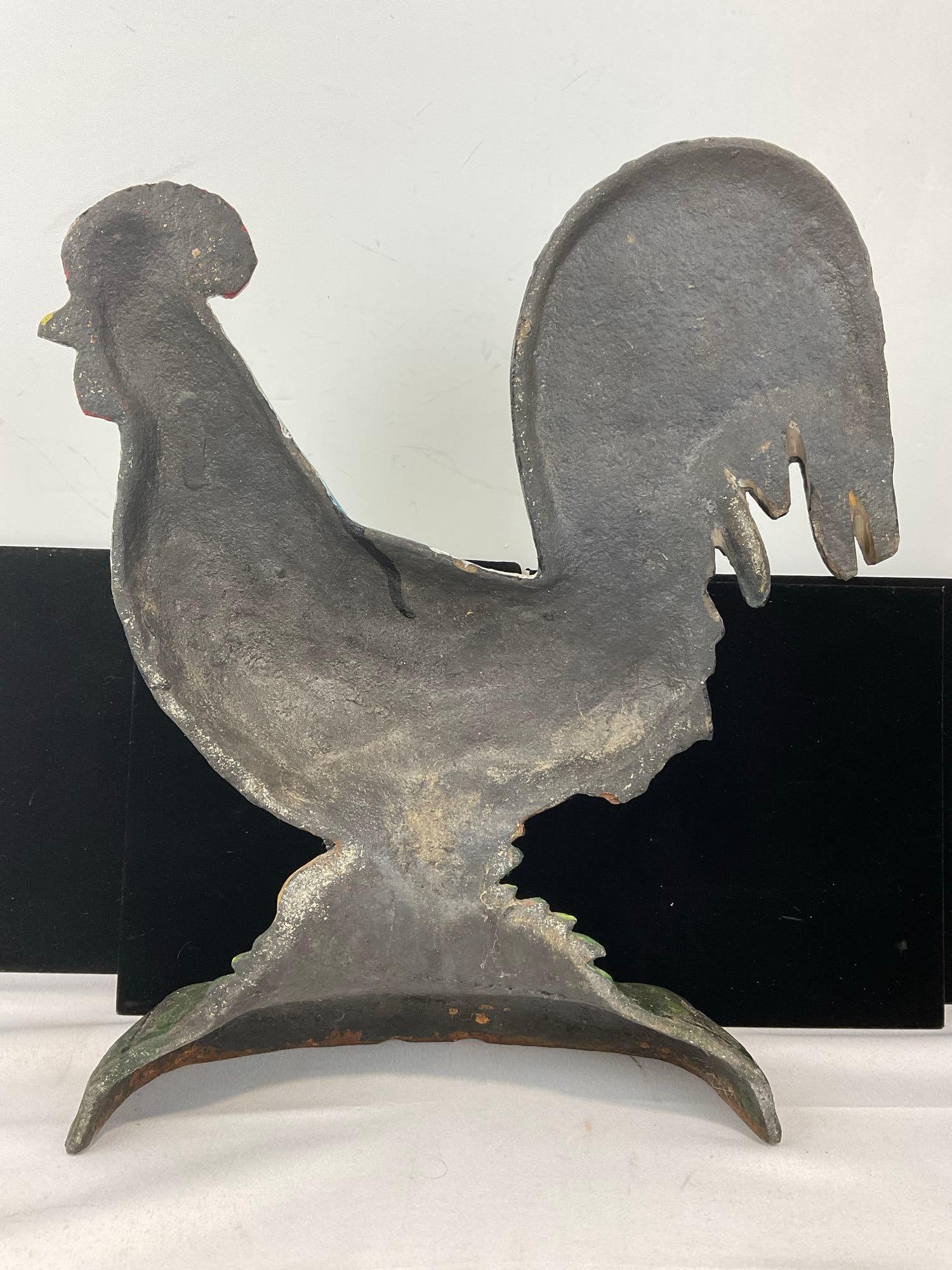 Handpainted Cast Iron Rooster Door Stop, 14x11x5 inches - 4