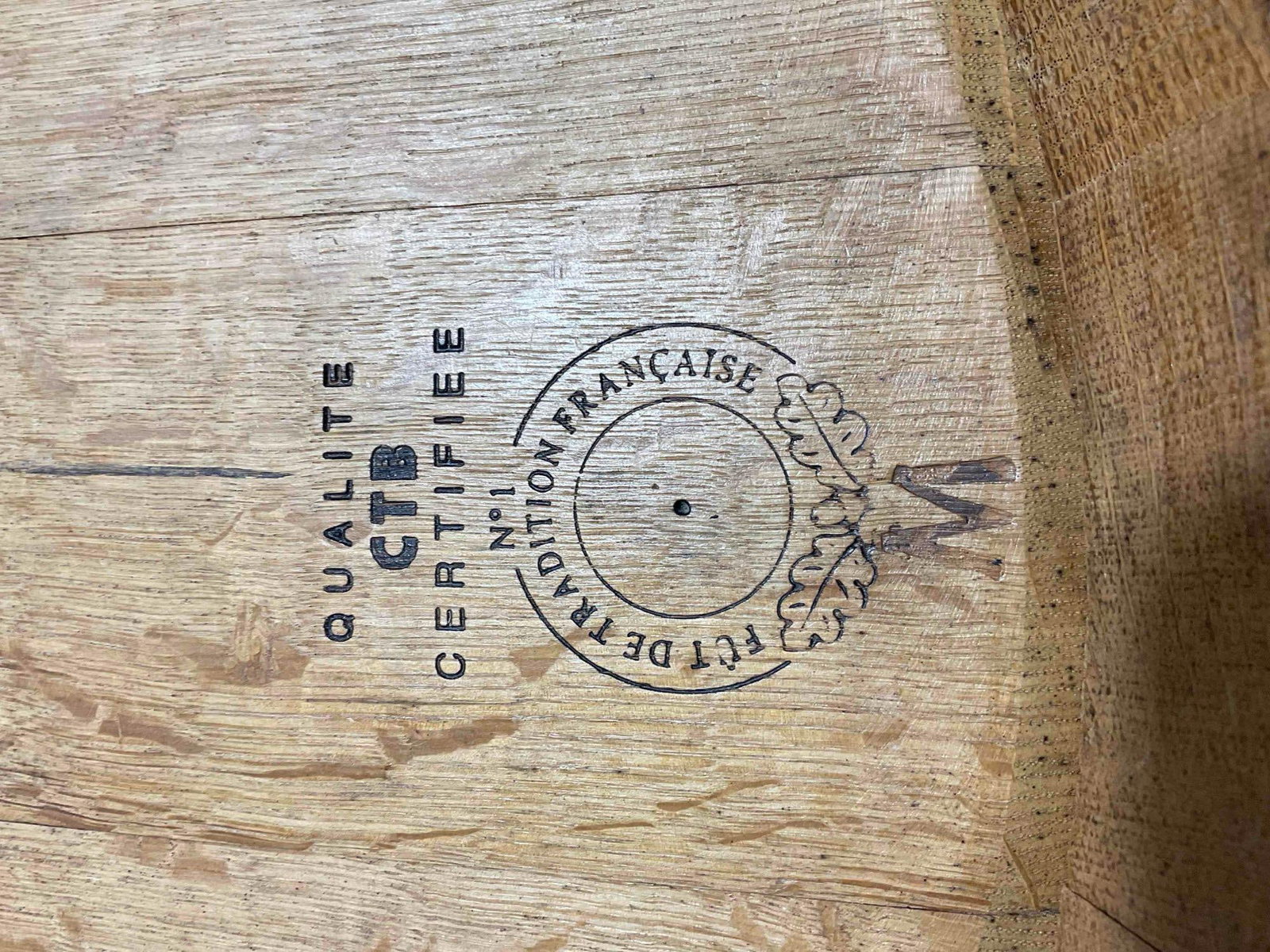 Fun Oak Wood & Metal Lazy Susan Constructed from French Francois Freres Wine Barrel. See pics. - 4