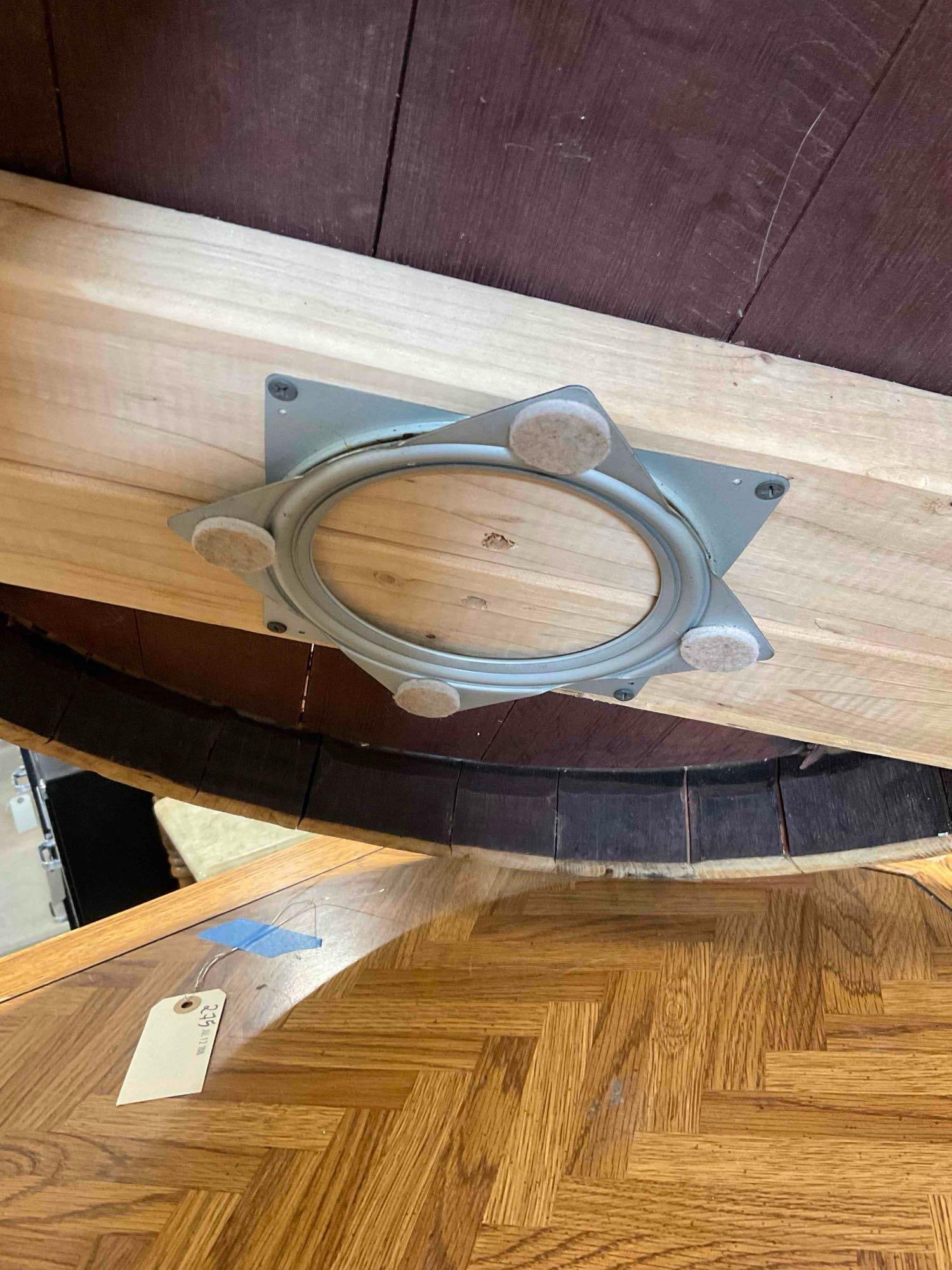 Fun Oak Wood & Metal Lazy Susan Constructed from French Francois Freres Wine Barrel. See pics. - 6