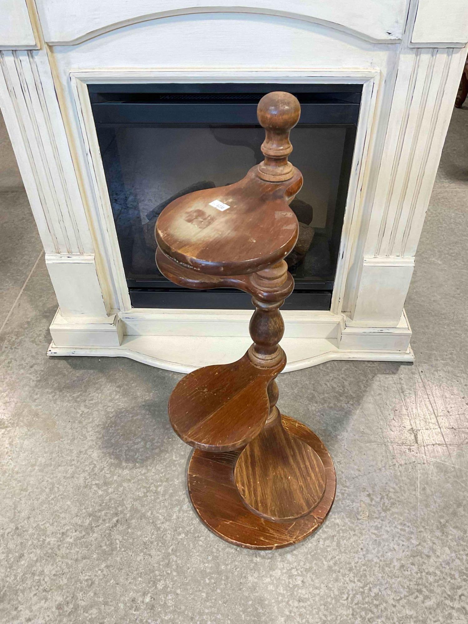 Vintage Wooden Planter Stand w/ 4 Tiers. Fair Condition. Measures 12" x 12" x 31" See pics.: Vintage Wooden Planter Stand w/ 4 Tiers. Fair Condition. Measures 12" x 12" x 31" Piece has wear indicative of age and use, condition otherwise looks to be fair. Dm-6230 *Freight Required if