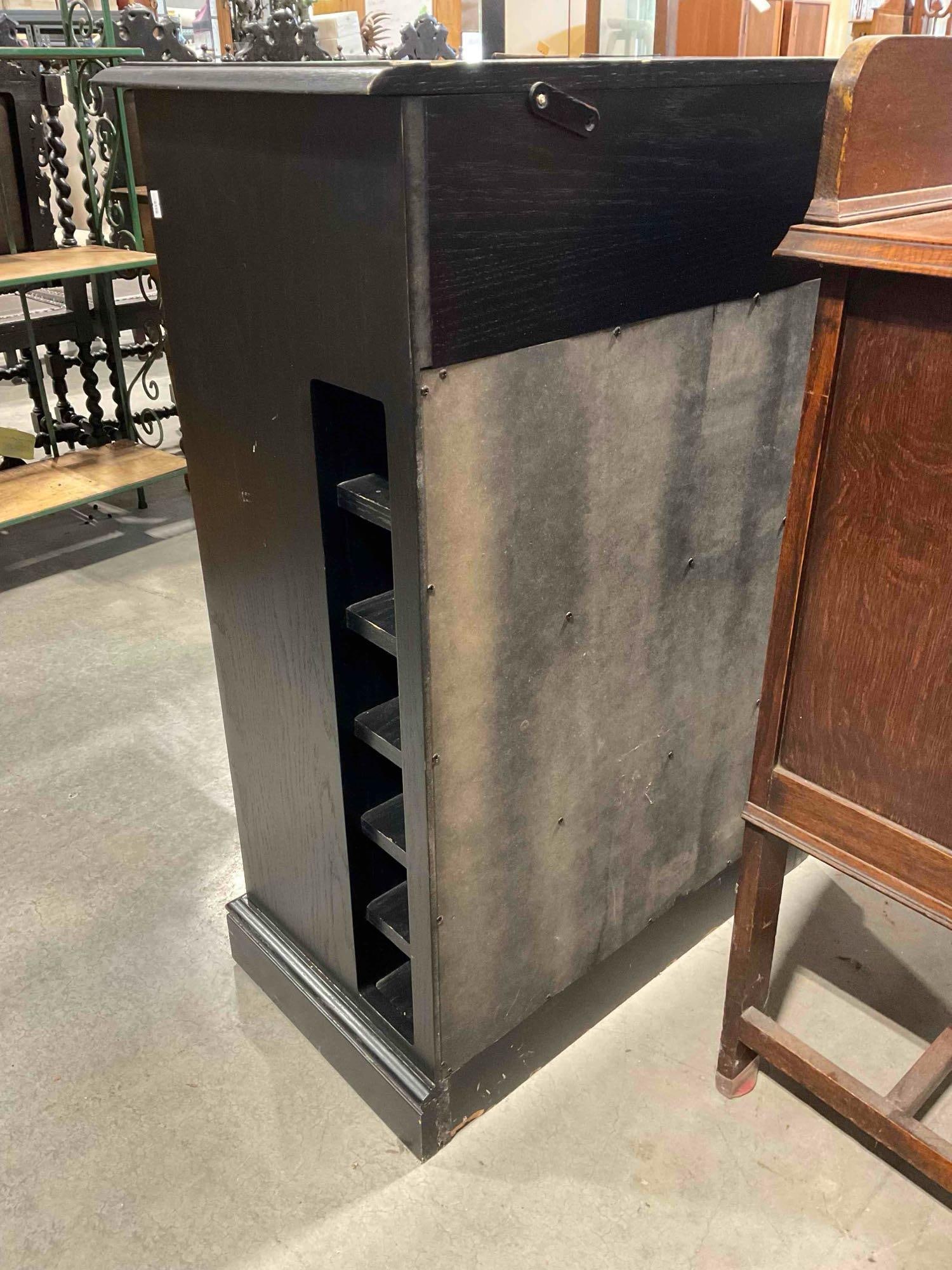 Bassett Black Painted Wooden Buffet Cabinet w/ Drawer, 2 Shelves & Glass Fronted Doors. - 10