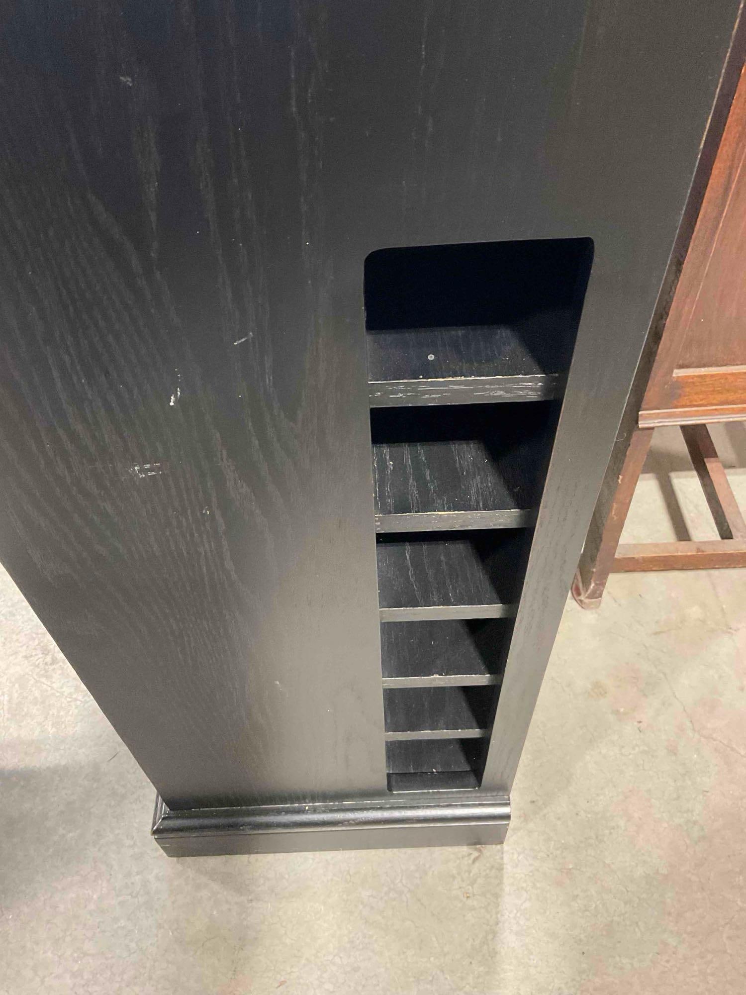 Bassett Black Painted Wooden Buffet Cabinet w/ Drawer, 2 Shelves & Glass Fronted Doors. - 6
