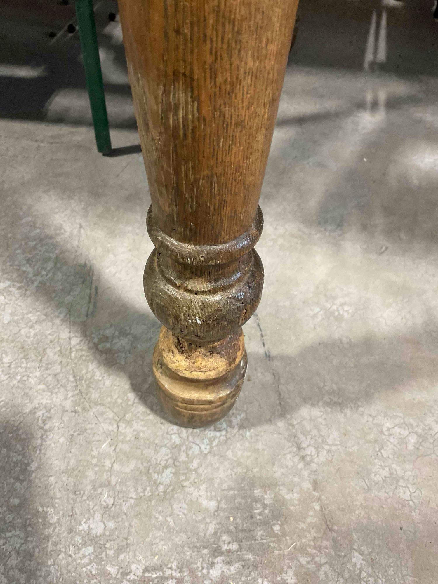 Rare Antique Rustic & Handsome Soft Pine Wood C-1800's French/early American Farmhouse Dining Tab... - 7