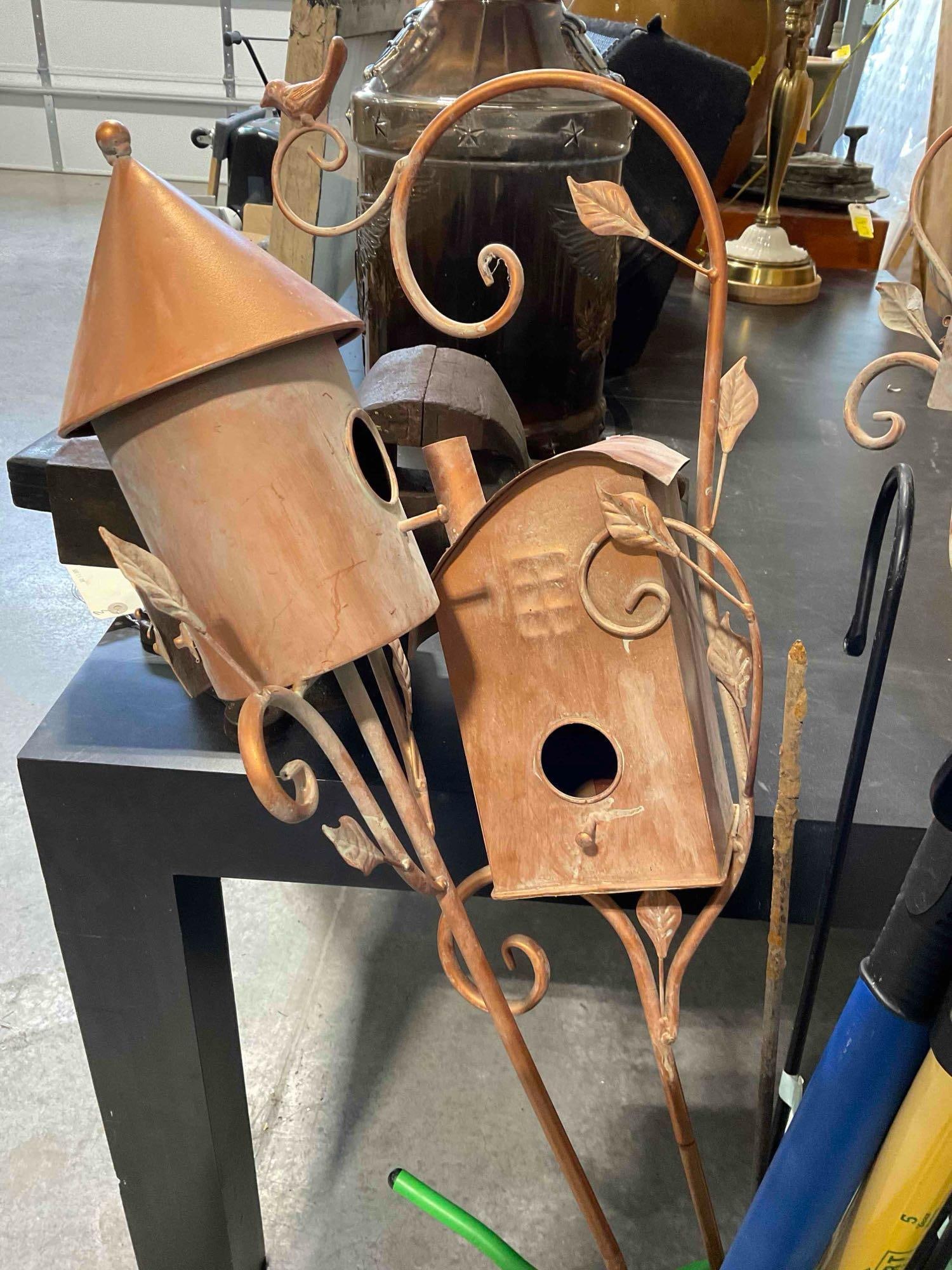 13 pcs Garden Decor & Equipment, incl. 3x Copper Colored Metal Birdhouse Stands & More! - 4