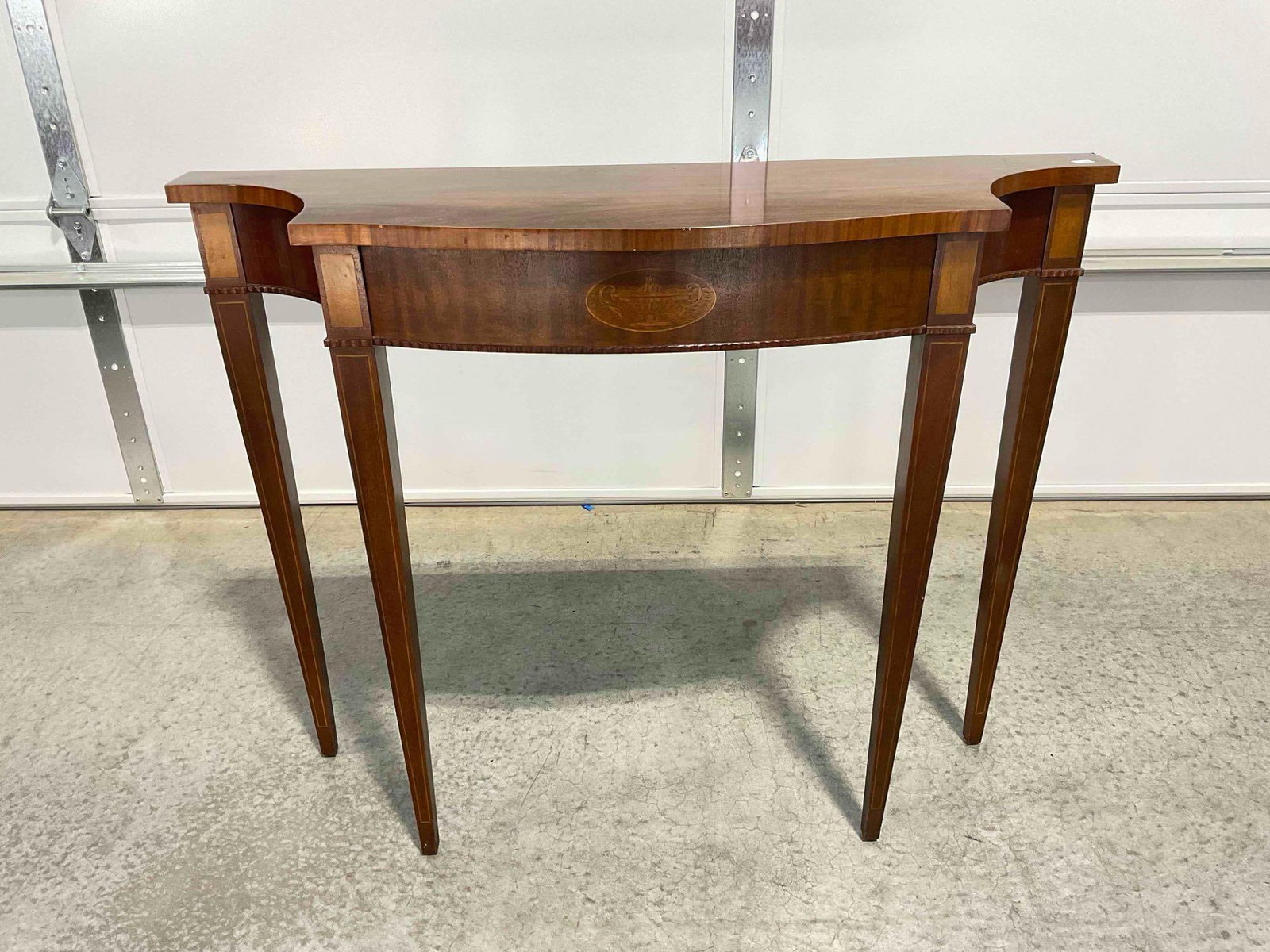 Vintage Council Craftsmen Walnut Wood Side Console Table w/ Inlaid Lantern Design. See pics. (1 of 6)