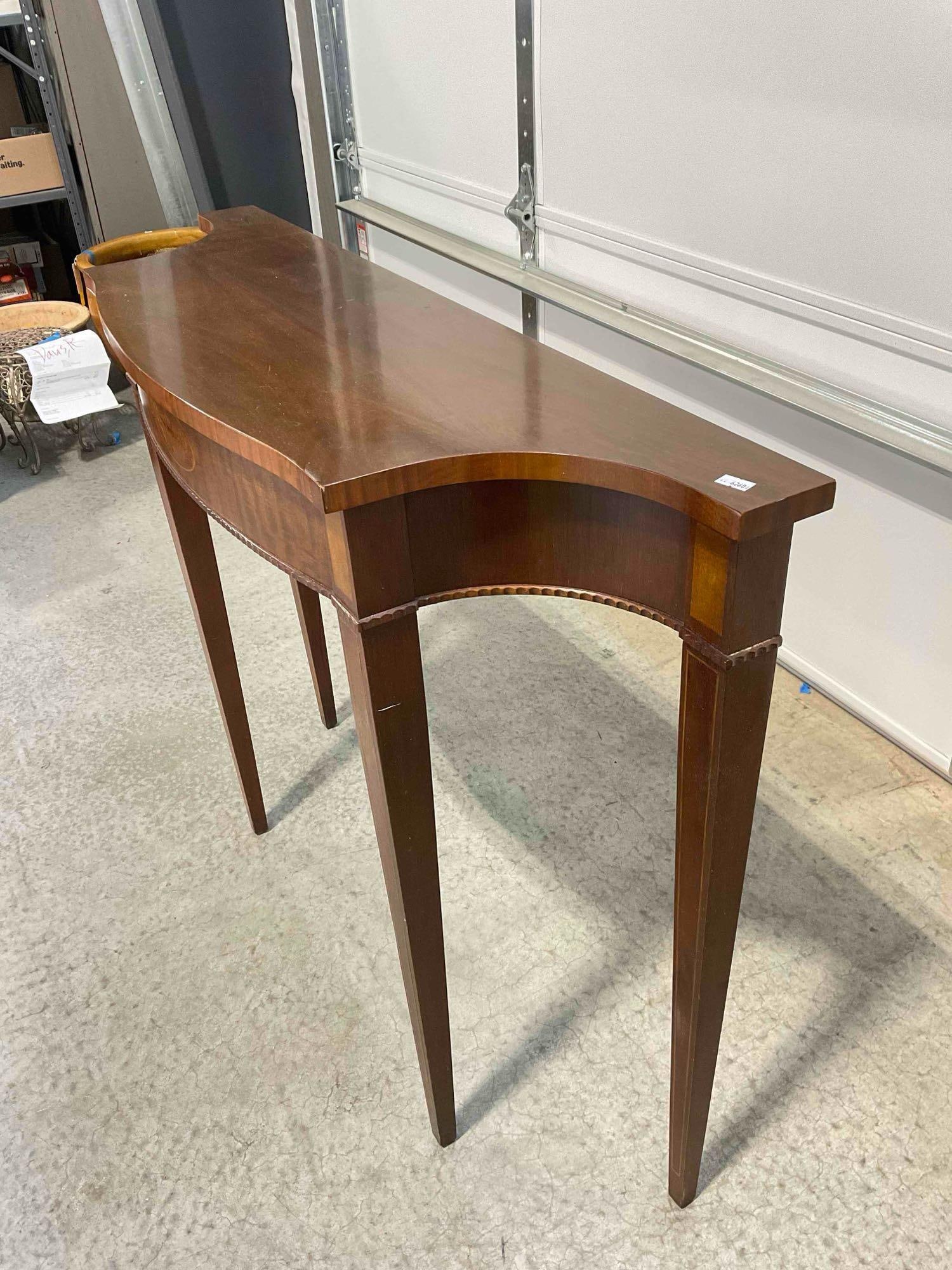 Vintage Council Craftsmen Walnut Wood Side Console Table w/ Inlaid Lantern Design. See pics. - 2