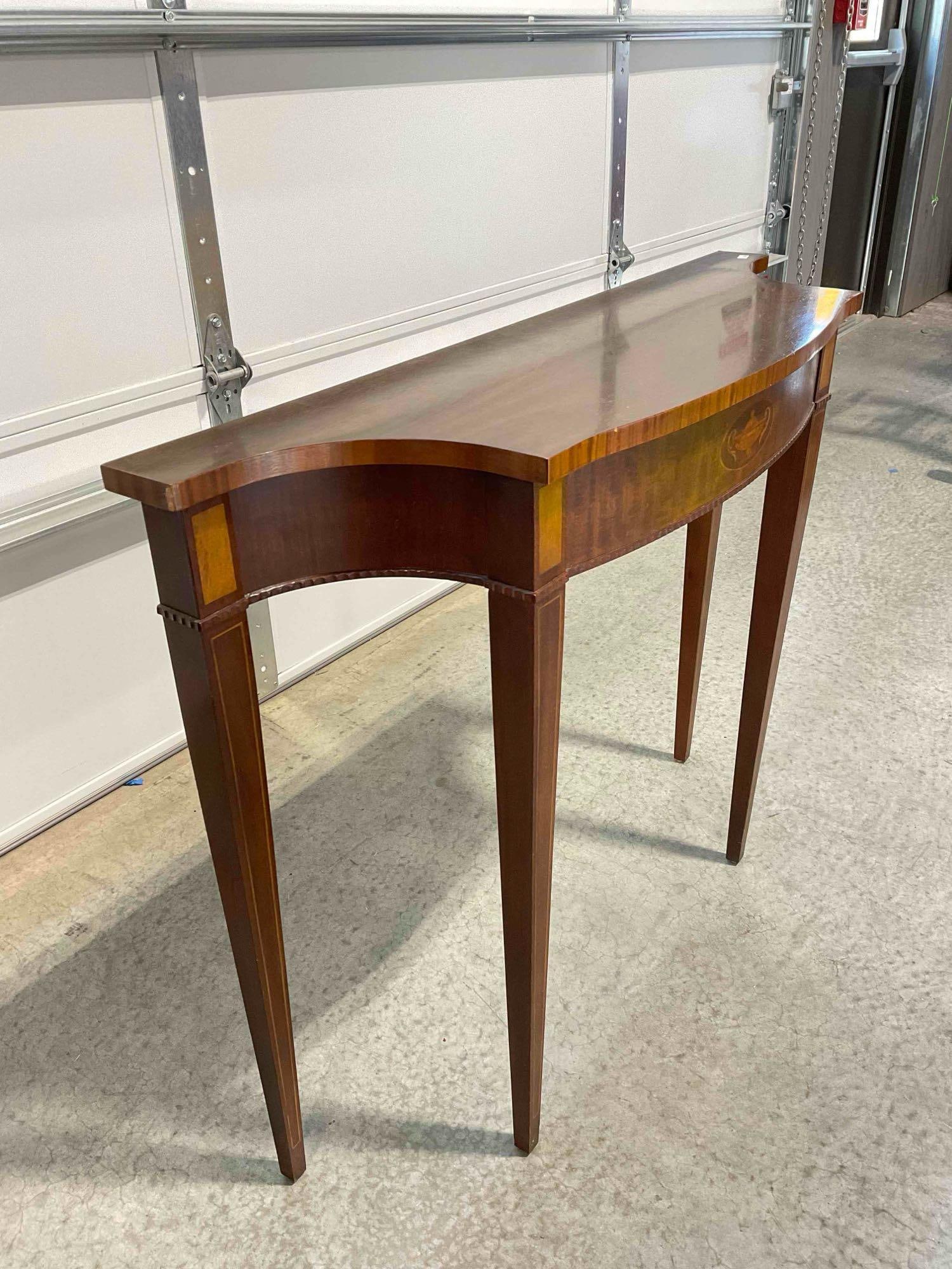 Vintage Council Craftsmen Walnut Wood Side Console Table w/ Inlaid Lantern Design. See pics. - 3