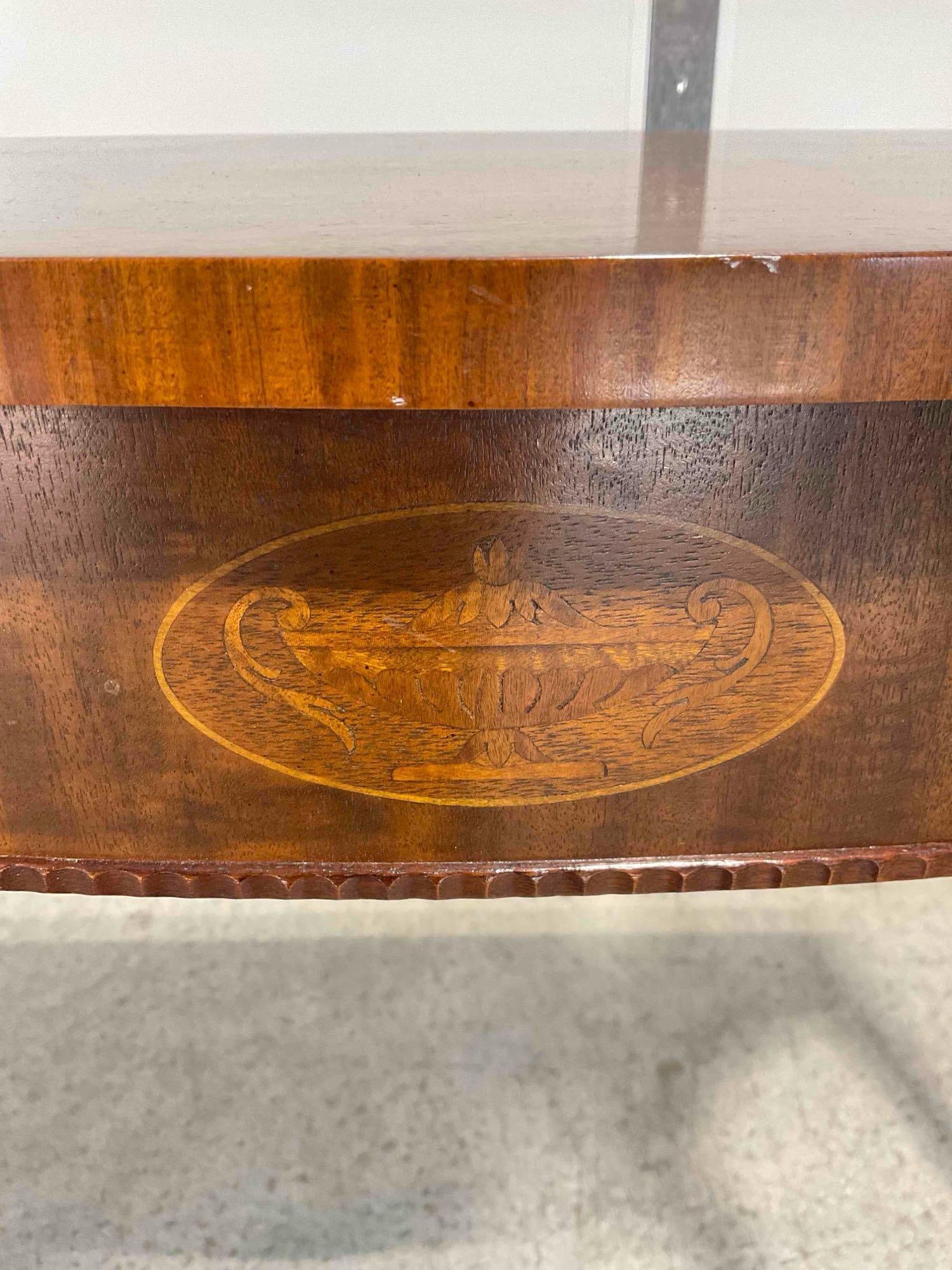 Vintage Council Craftsmen Walnut Wood Side Console Table w/ Inlaid Lantern Design. See pics. - 4