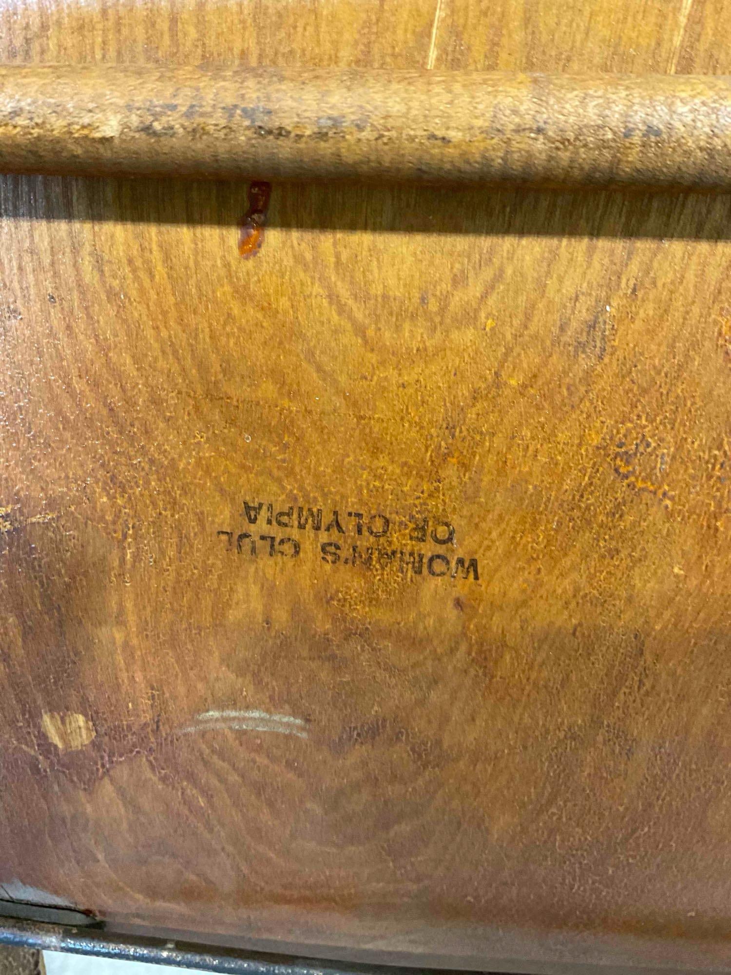 Pair of Vintage Maple Veneer Folding Chairs from the Woman's Club of Olympia. As Is Condition. - 9