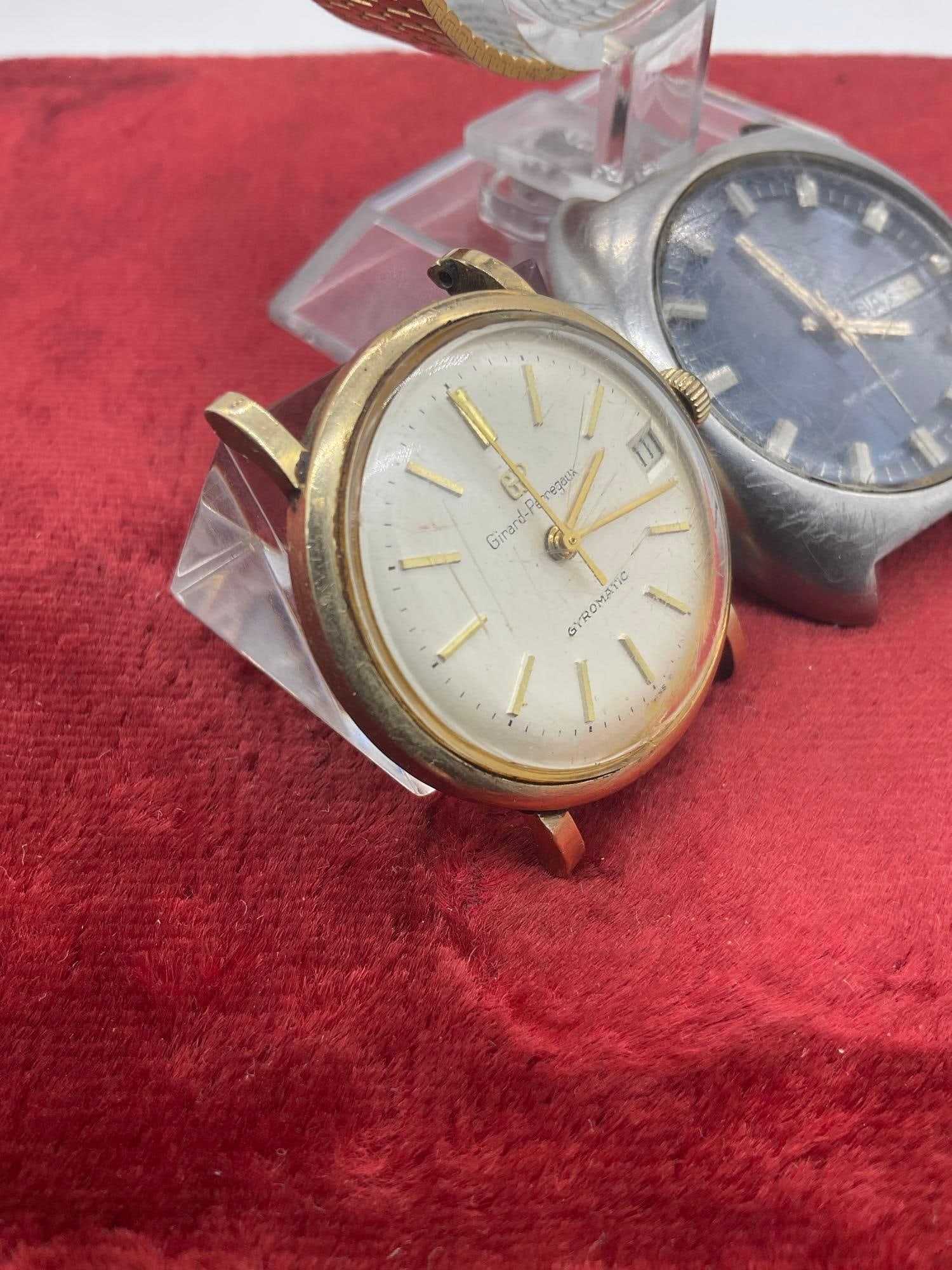 C-1950's girard perregaux gyromatic watch 10K Gold filled watch & Paul Monet Aquatimatic + Bulova... - 3
