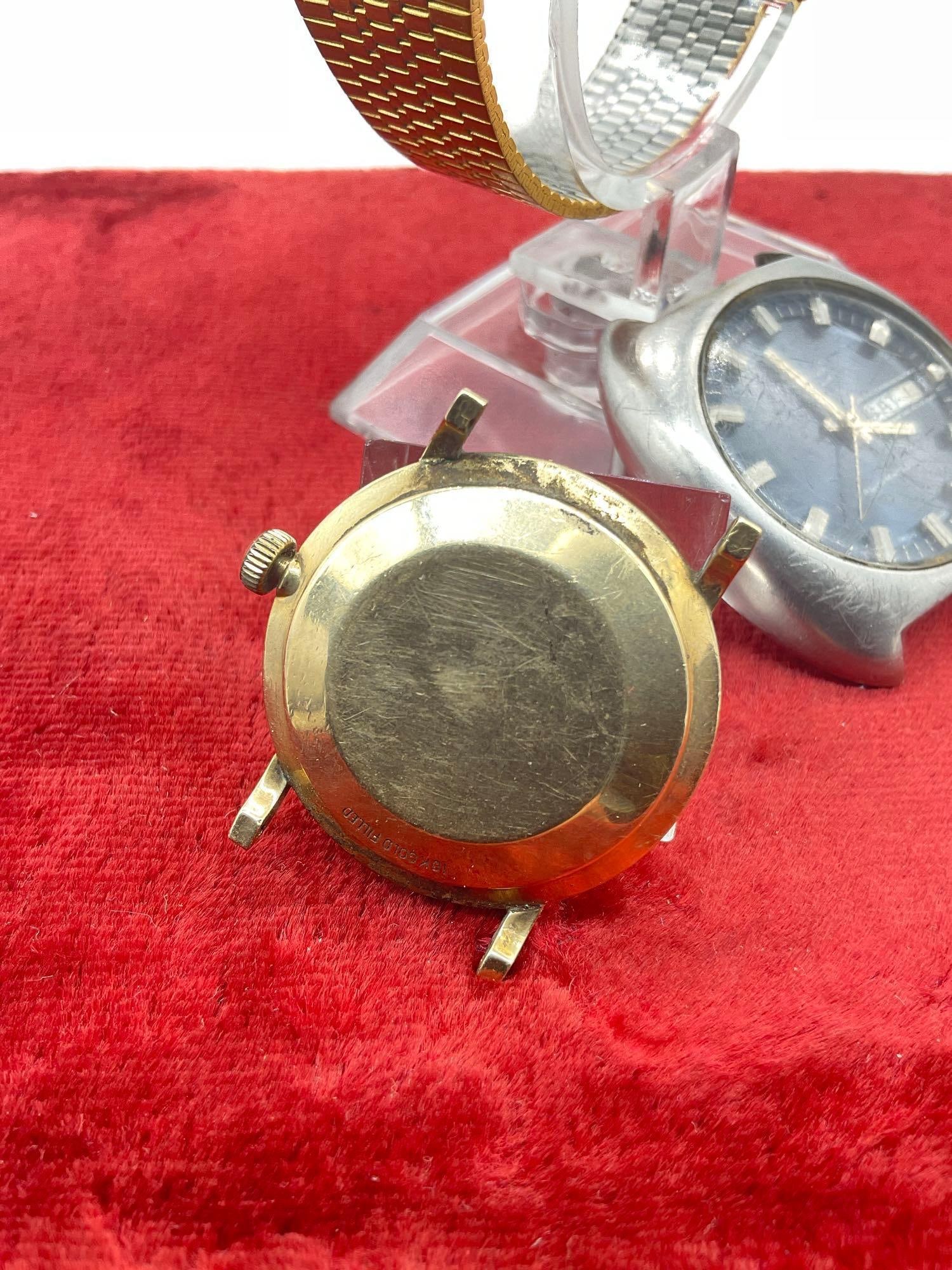 C-1950's girard perregaux gyromatic watch 10K Gold filled watch & Paul Monet Aquatimatic + Bulova... - 4