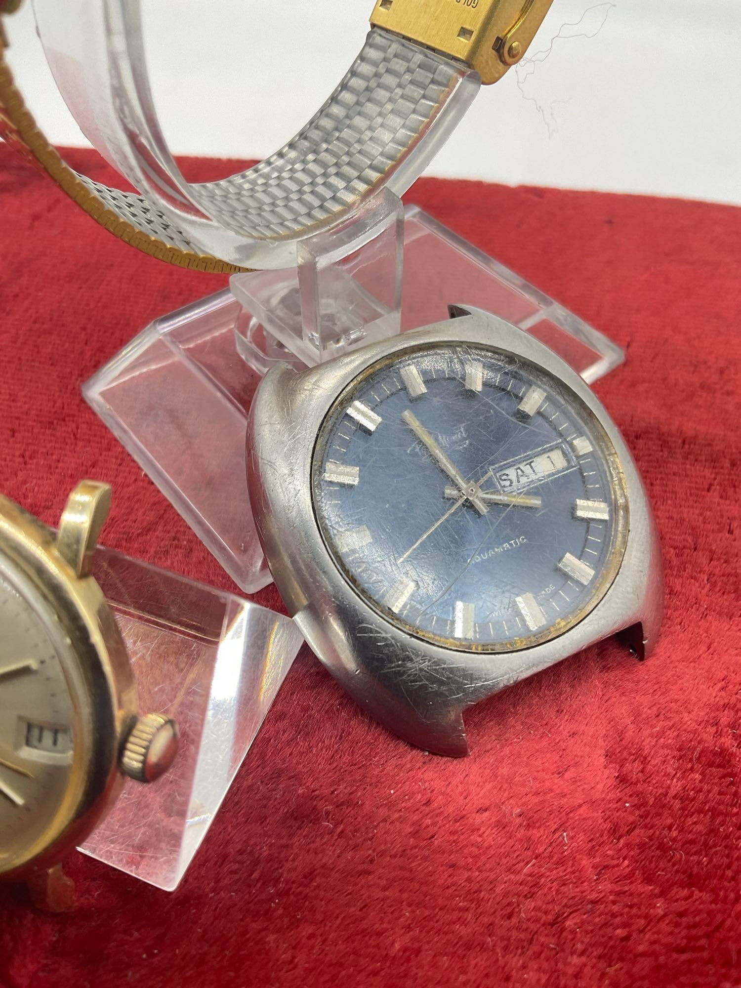 C-1950's girard perregaux gyromatic watch 10K Gold filled watch & Paul Monet Aquatimatic + Bulova... - 5