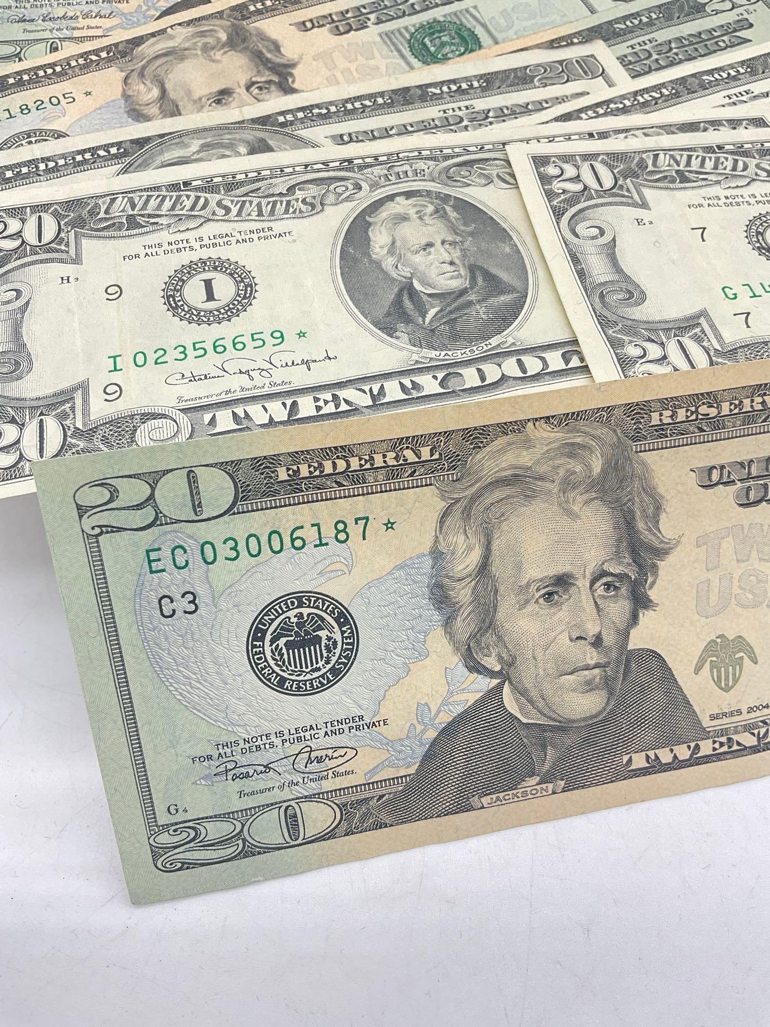 15 x Us Star * note 20 dollar bills 2 x 1990, 1x 1993, 1x 1996 ,2 x 1999 , 8x 2004, 1x 2006 - 2