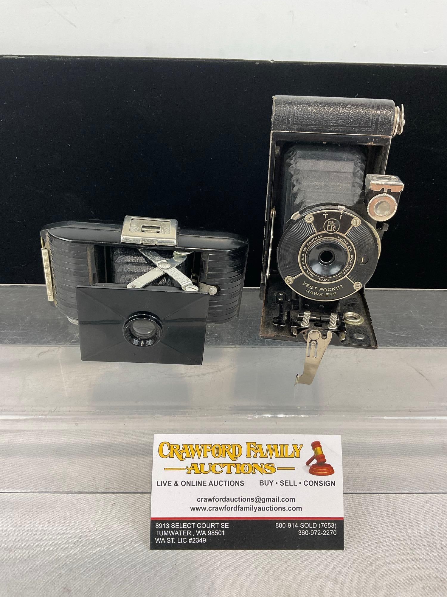 Pair of Eastman Kodak Co Cameras, Vintage Kodak Jiffy VP & Vest Pocket Hawk-Eye (1 of 5)