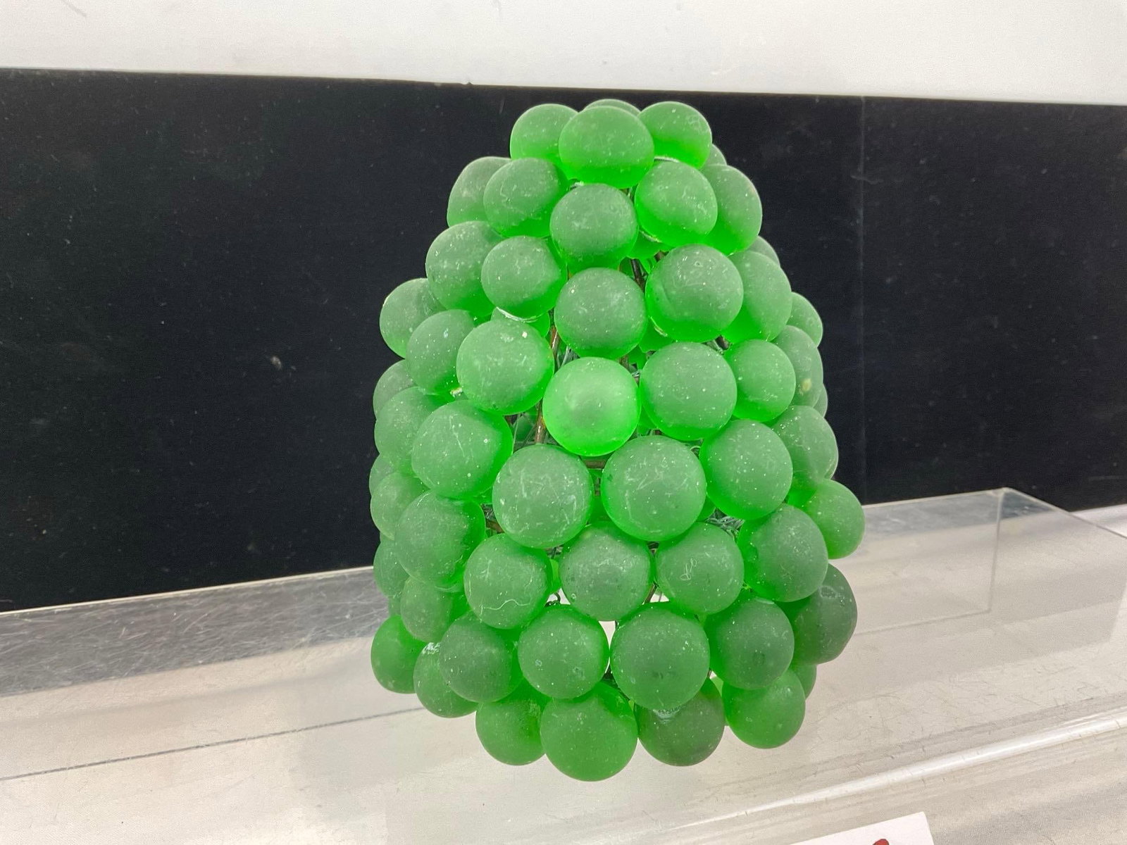Murano Style Glass Czech Green Grape Cluster Lamp Shade, all hand tied to the base, 6x5x5 inches - 2