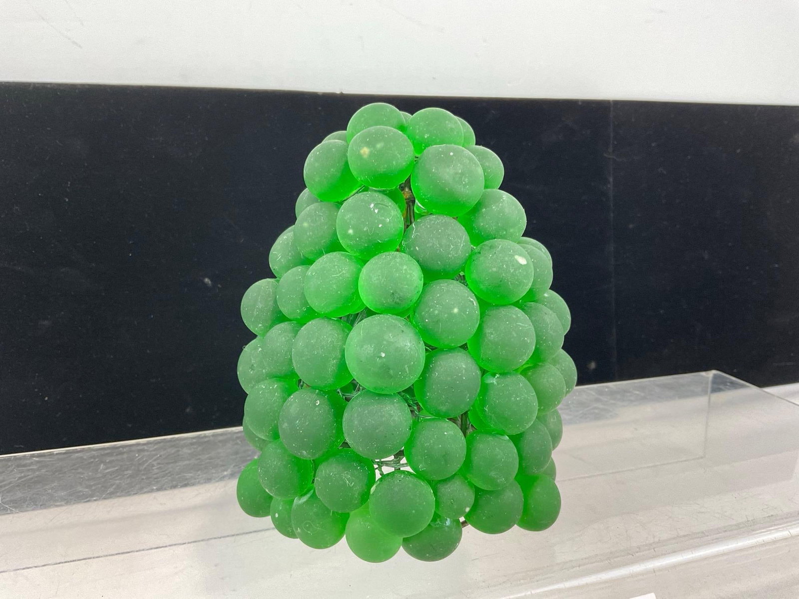 Murano Style Glass Czech Green Grape Cluster Lamp Shade, all hand tied to the base, 6x5x5 inches - 3