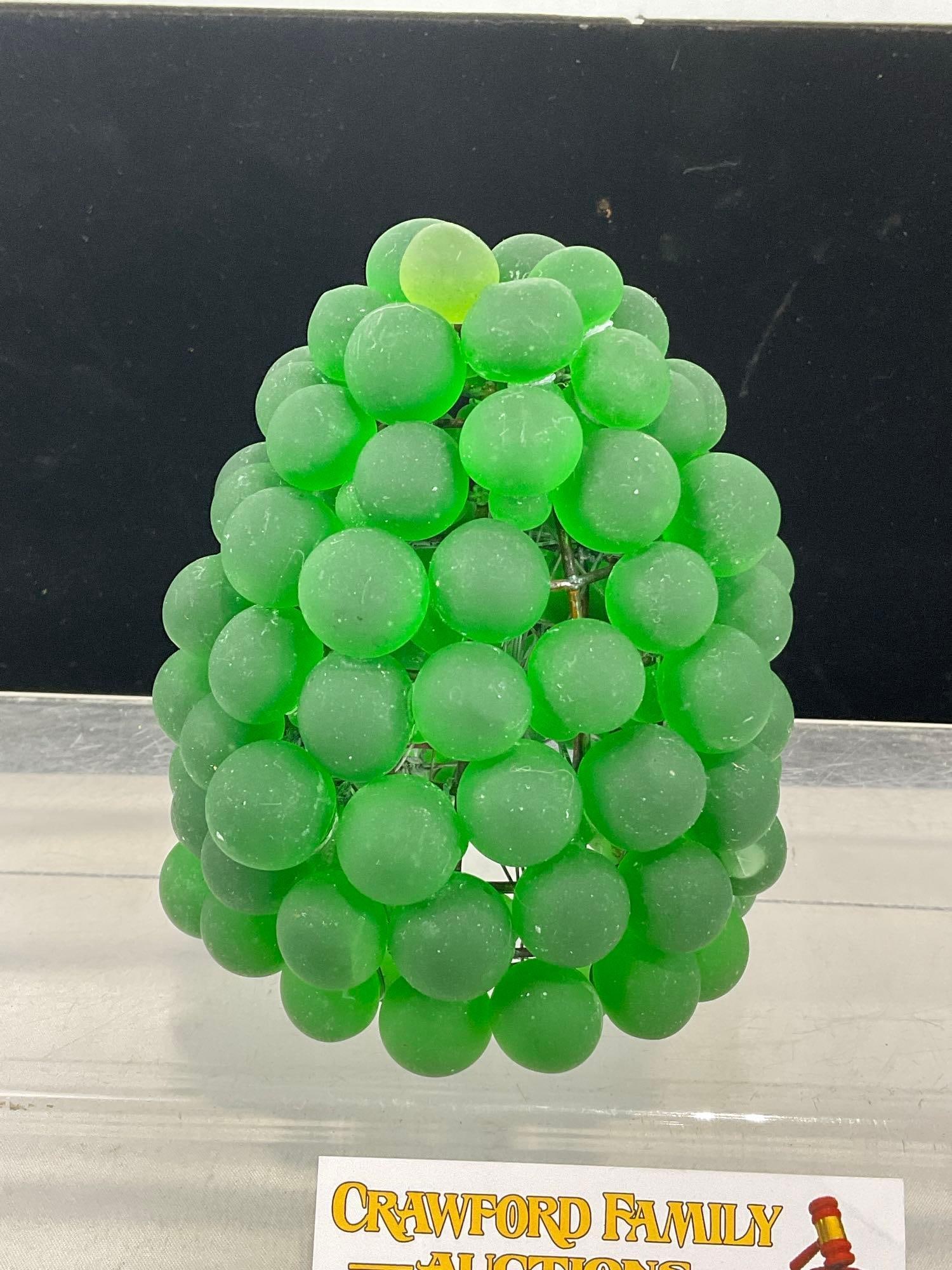 Murano Style Glass Czech Green Grape Cluster Lamp Shade, all hand tied to the base, 6x5x5 inches - 2