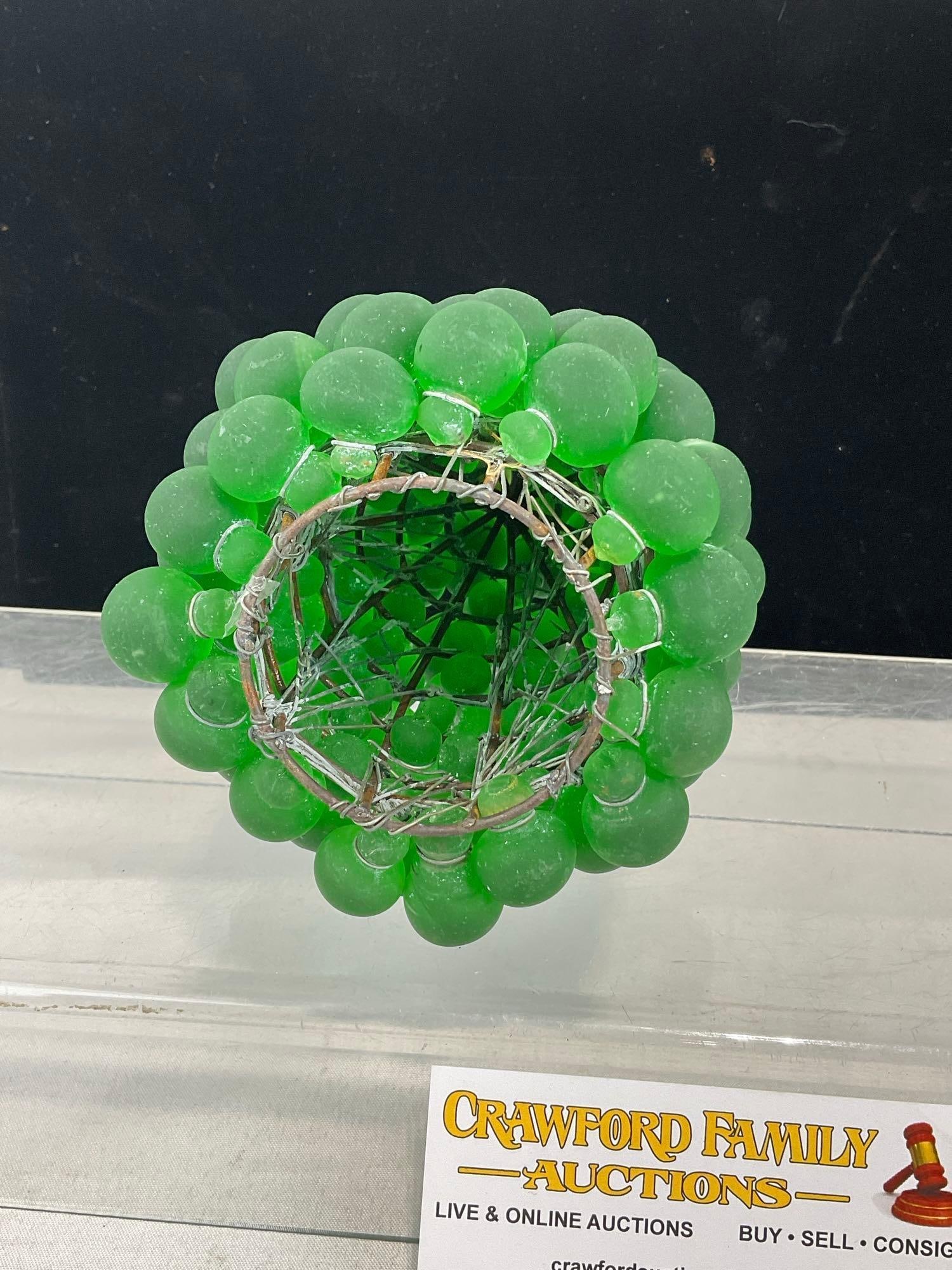 Murano Style Glass Czech Green Grape Cluster Lamp Shade, all hand tied to the base, 6x5x5 inches - 3