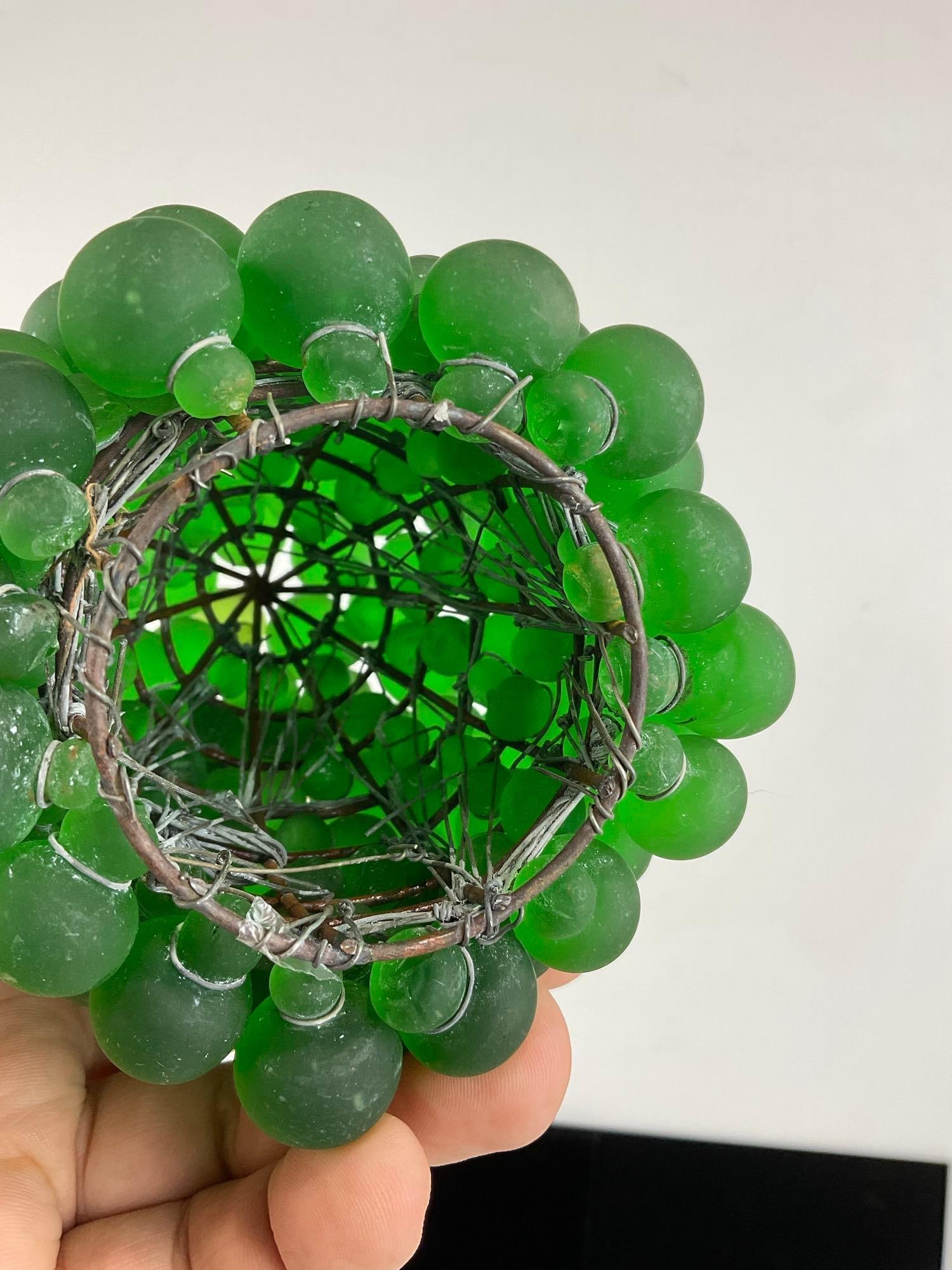 Murano Style Glass Czech Green Grape Cluster Lamp Shade, all hand tied to the base, 6x5x5 inches - 4