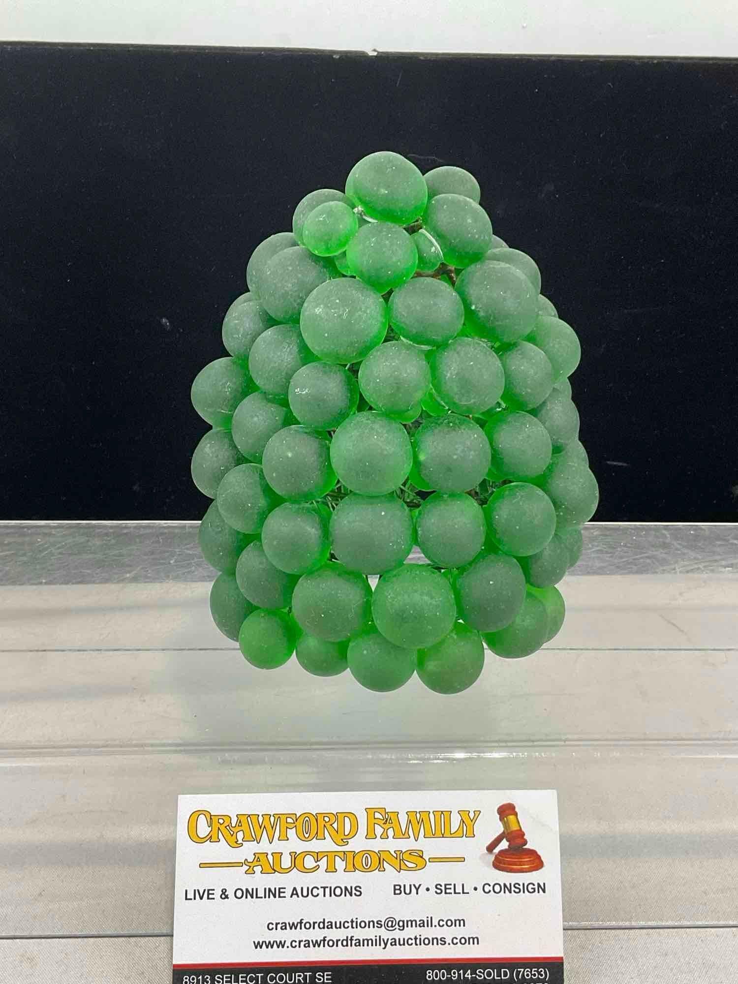 Murano Style Glass Czech Green Grape Cluster Lamp Shade, all hand tied to the base, 6x5x5 inches - 2