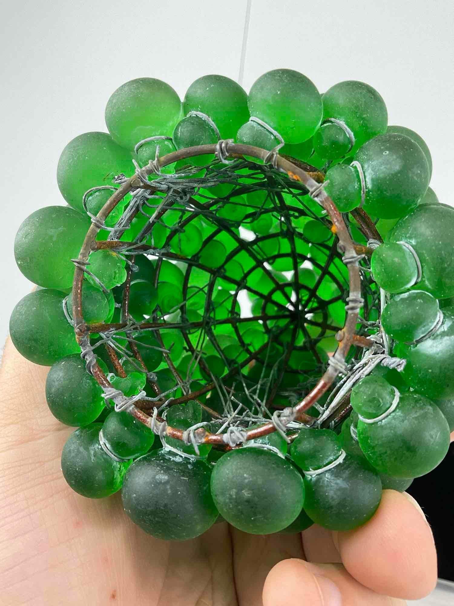 Murano Style Glass Czech Green Grape Cluster Lamp Shade, all hand tied to the base, 6x5x5 inches - 4