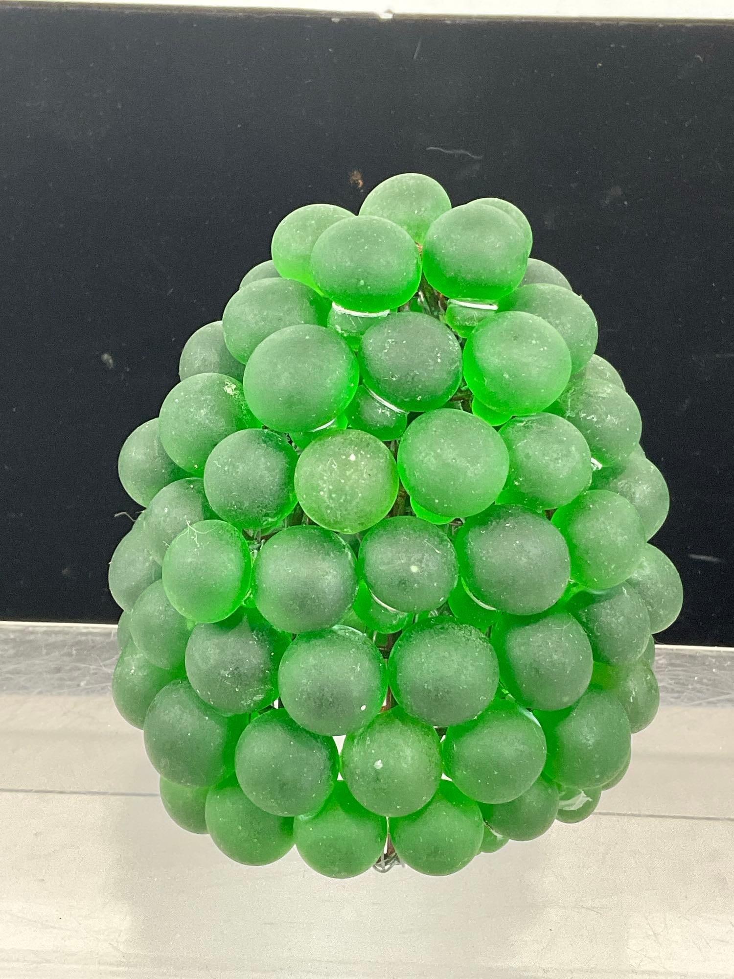 Murano Style Glass Czech Green Grape Cluster Lamp Shade, all hand tied to the base, 6x5x5 inches - 2