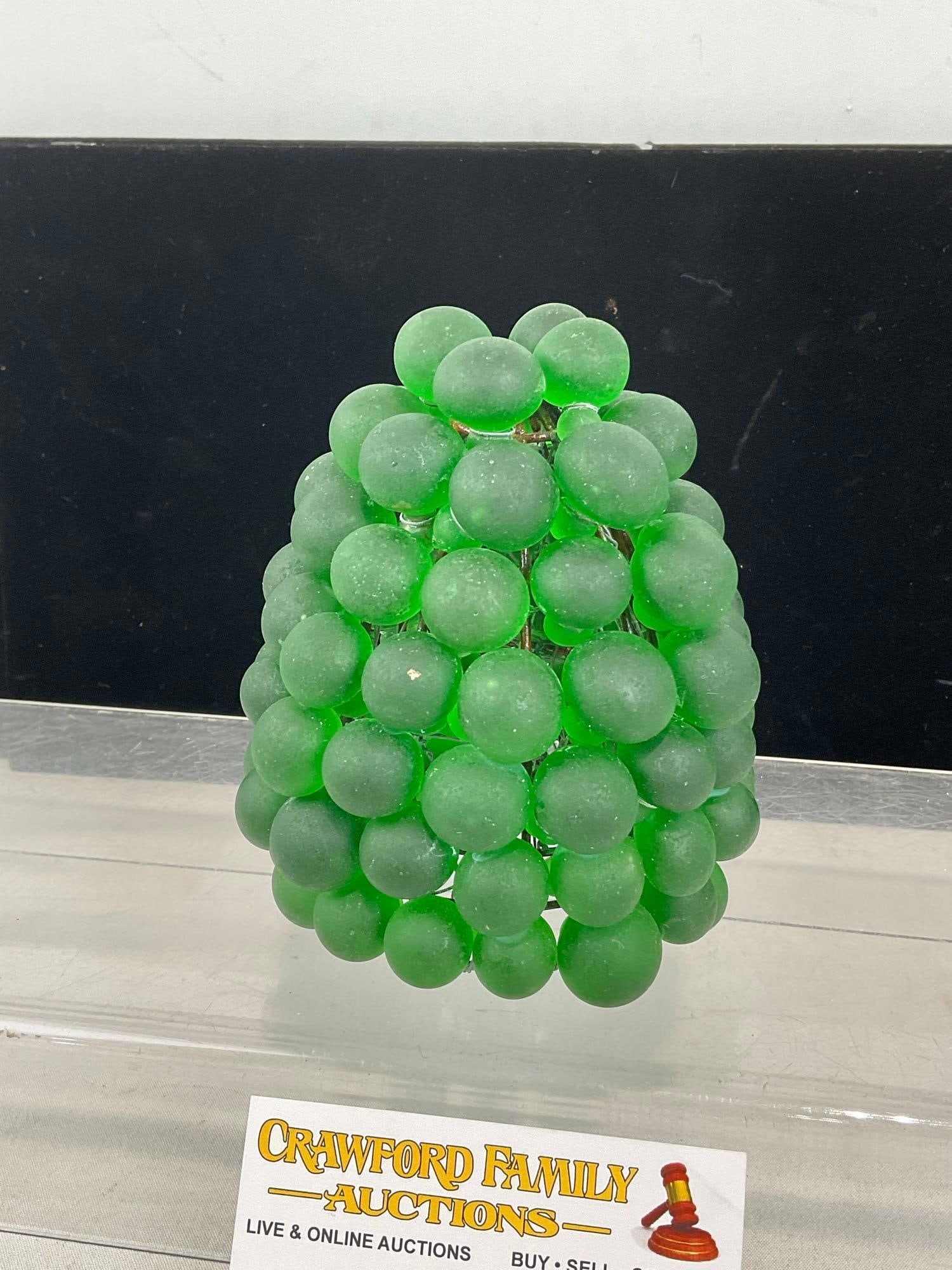 Murano Style Glass Czech Green Grape Cluster Lamp Shade, all hand tied to the base, 6x5x5 inches - 2