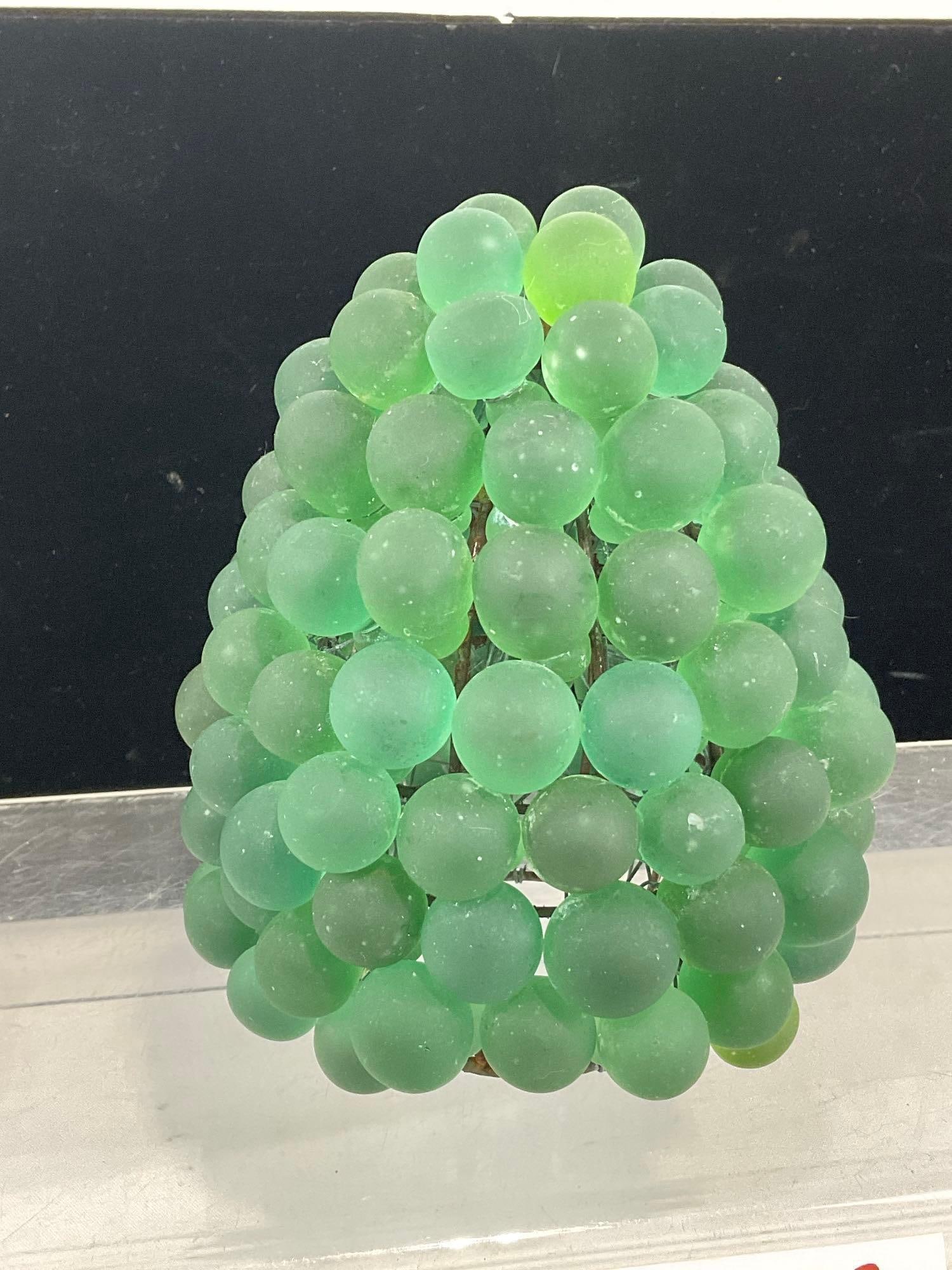 Murano Style Glass Czech Green Grape Cluster Lamp Shade, all hand tied to the base, 6x5x5 inches - 2