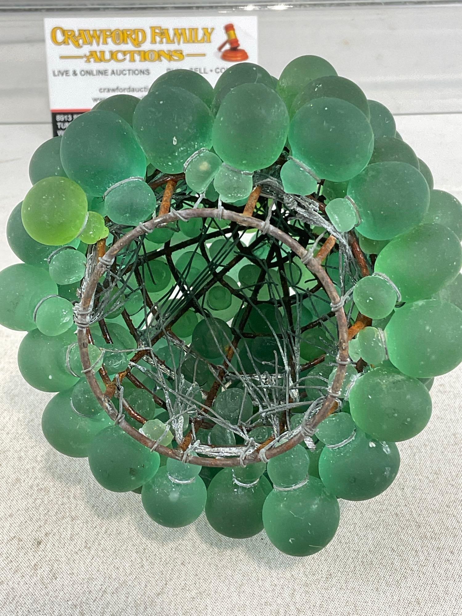 Murano Style Glass Czech Green Grape Cluster Lamp Shade, all hand tied to the base, 6x5x5 inches - 5
